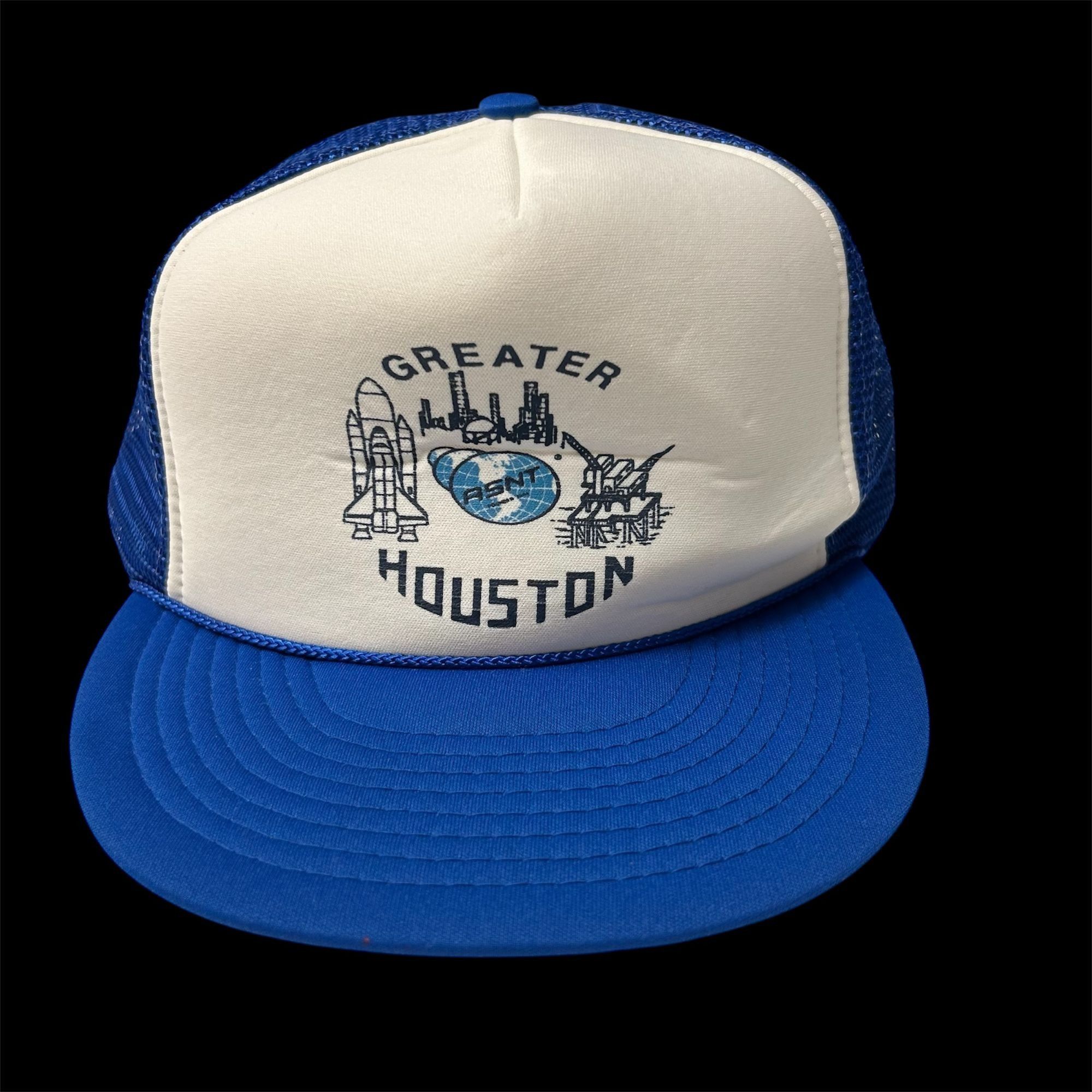 NOS 80's Mesh TRUCKER Hat ASNT Greater HOUSTON Snapback