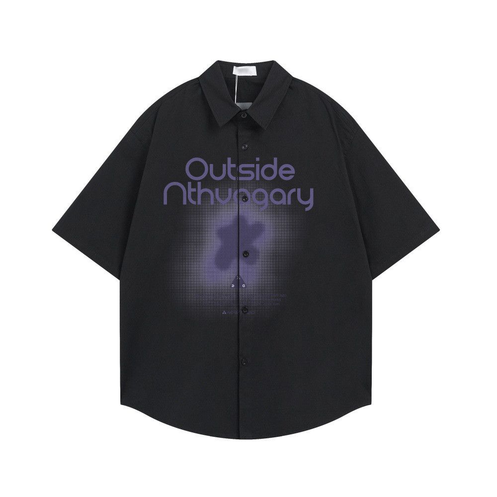 Japanese Brand Loose-fitting casual letter tie-dye short-sleeved shirt Size US M / EU 48-50 / 2 - 1 Thumbnail