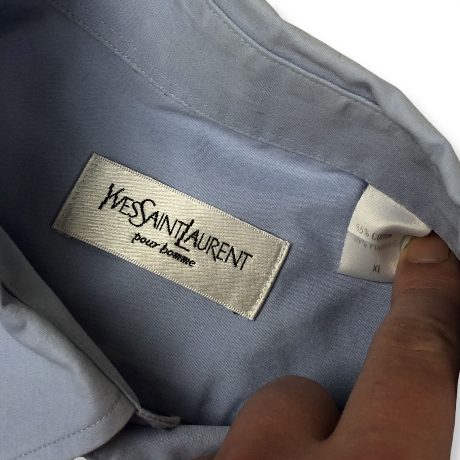 Yves Saint Laurent Yves Saint Laurent YSL Logo Blue Shirt Size US XL / EU 56 / 4 - 6 Thumbnail