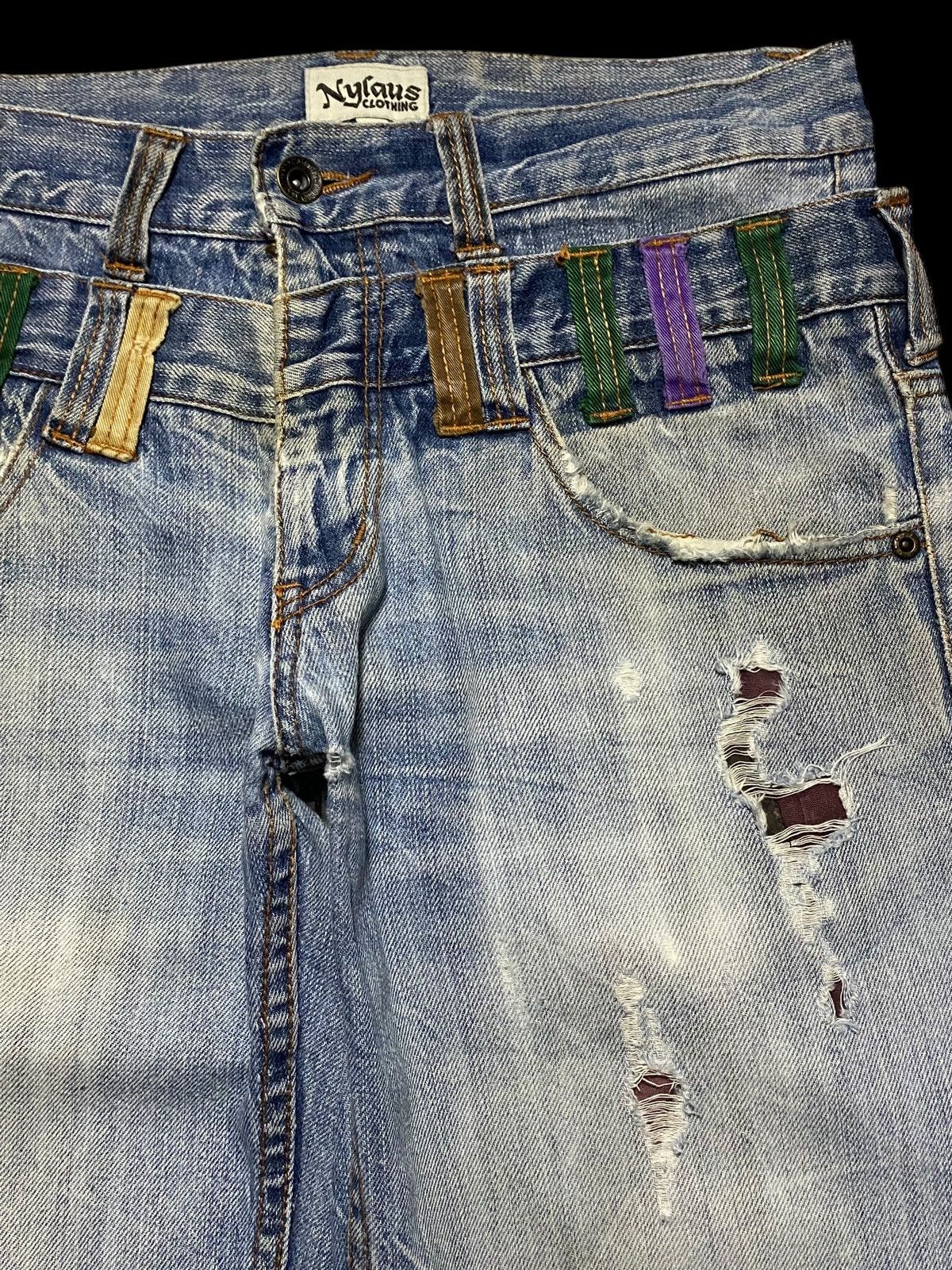 Japanese Brand Japanese Brand Nylaus Thunder Double Waist Trash Loose Jeans Size US 30 / EU 46 - 10 Thumbnail