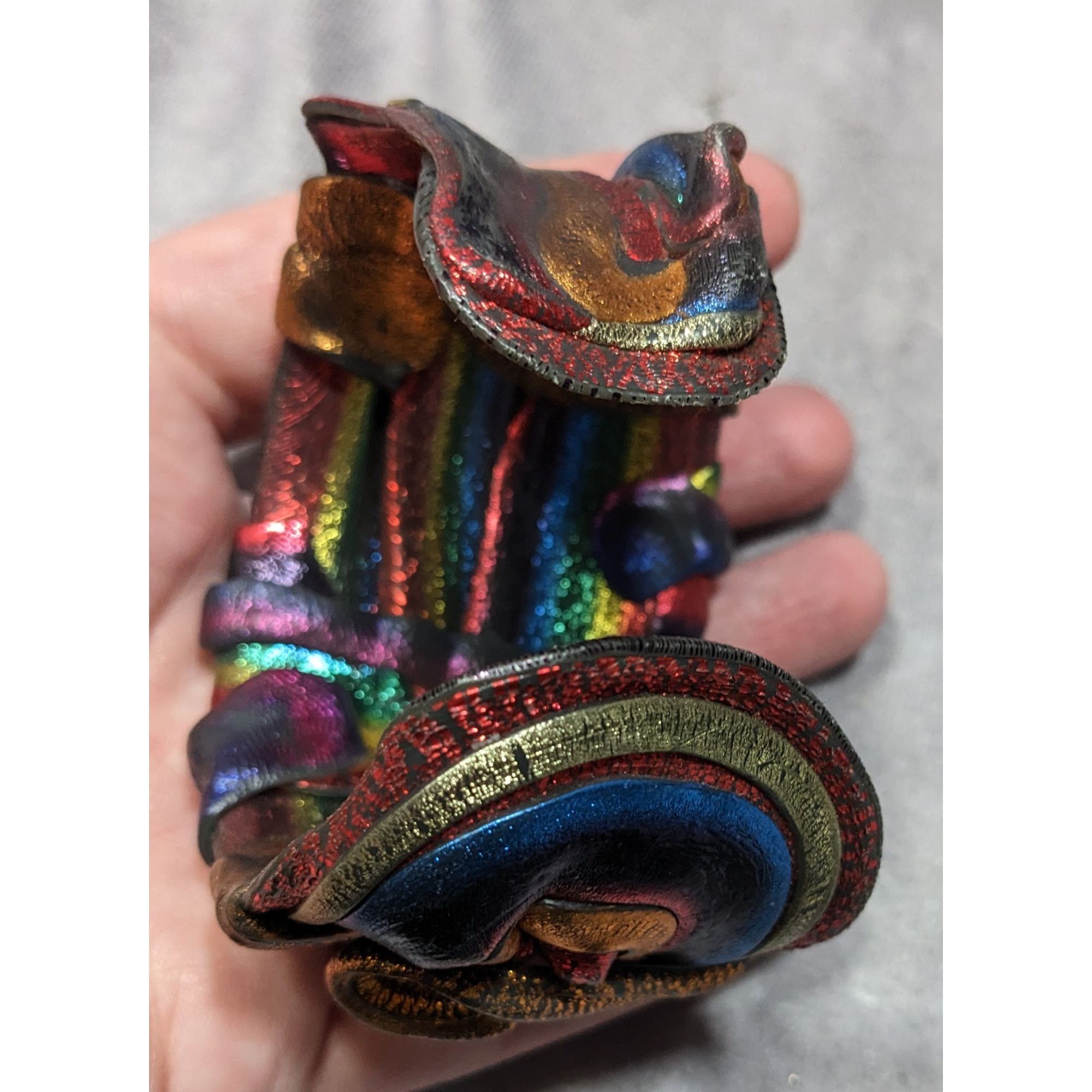 Handmade Handcrafted Metallic Rainbow Swirl Artisan Cuff Bracelet Wea Size ONE SIZE - 12 Thumbnail