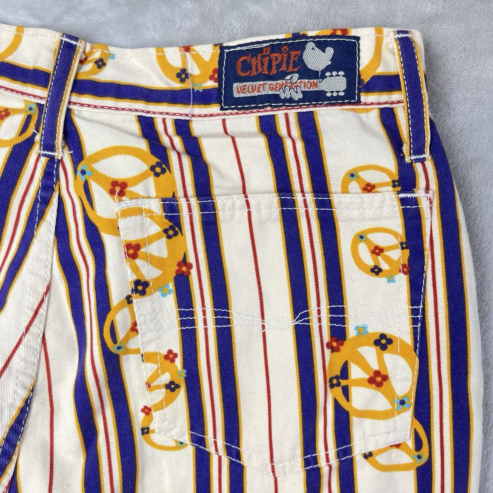 Other Rare Vtg 90s Chipie French Designer Flare Pants Peace Sign Size US 30 / EU 46 - 8 Thumbnail