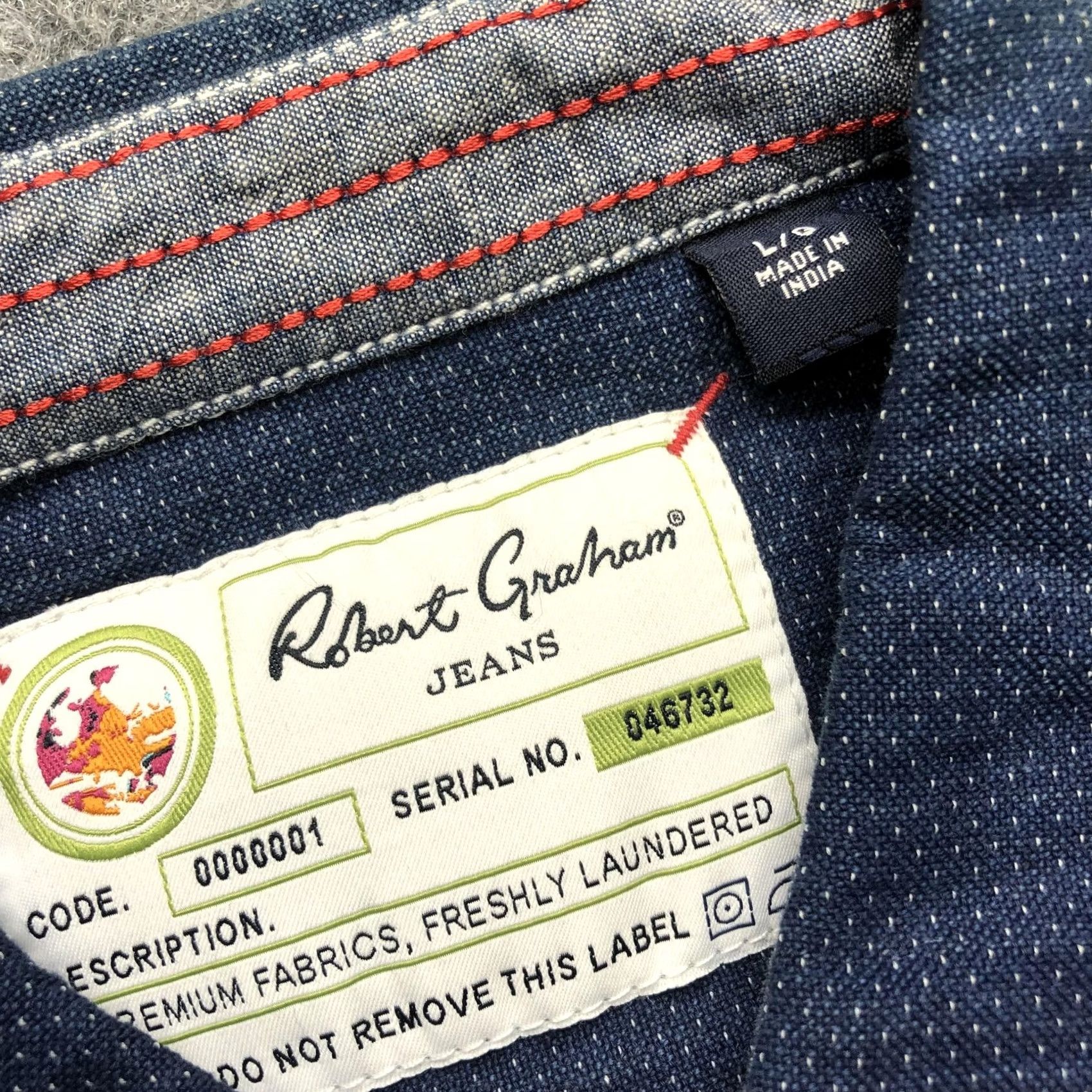 Robert Graham Robert Graham Jeans Shirt Mens Large Blue Denim Long Sleeve Button Up Pockets Size US L / EU 52-54 / 3 - 4 Thumbnail