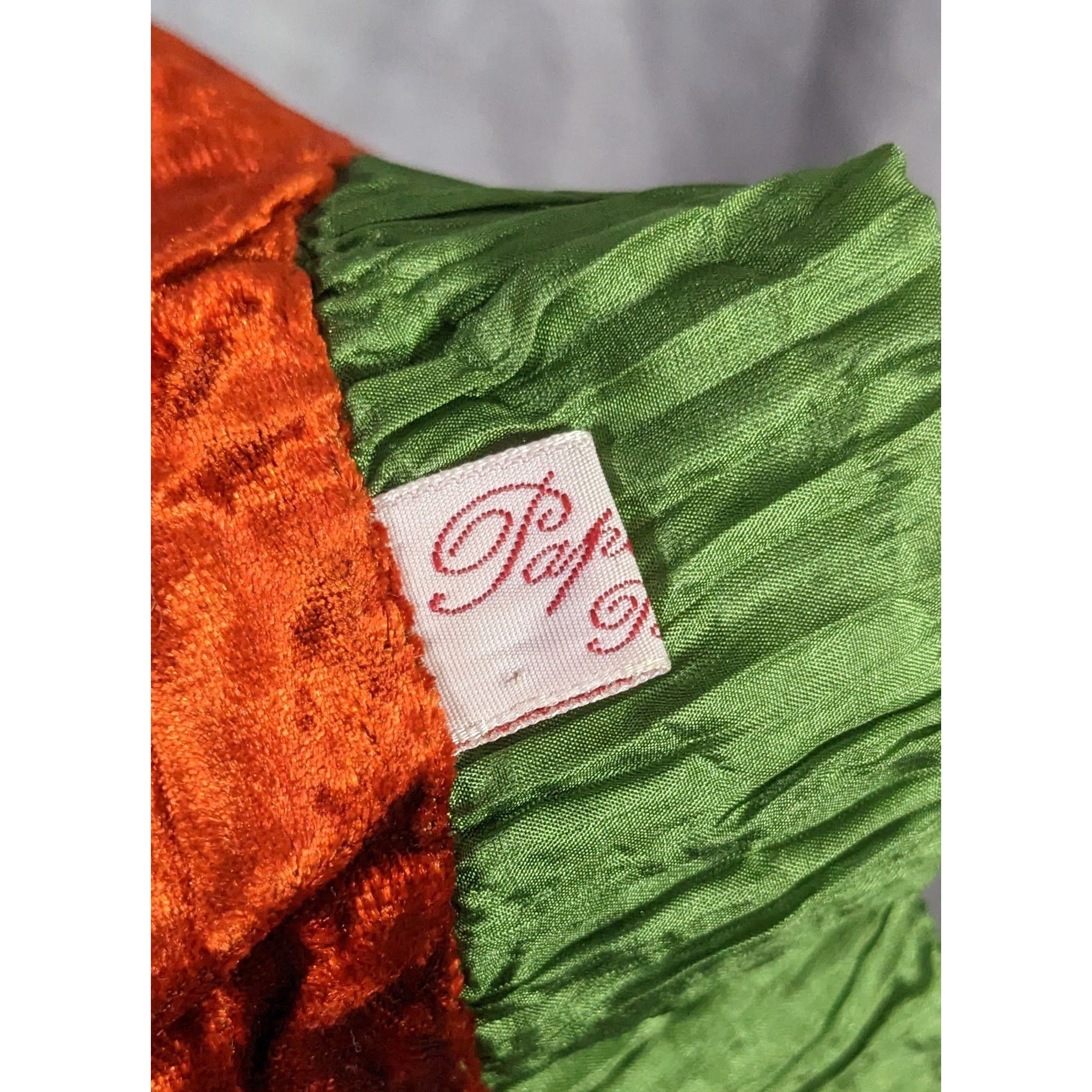 Other Papagena Paris Vintage Orange & Green Velvet Scarf W/Gold He Size ONE SIZE - 7 Thumbnail