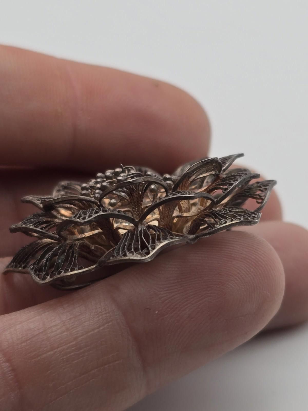 Other Antique Silver Filigree Butterfly & Layered Flower Brooch Size ONE SIZE - 6 Thumbnail