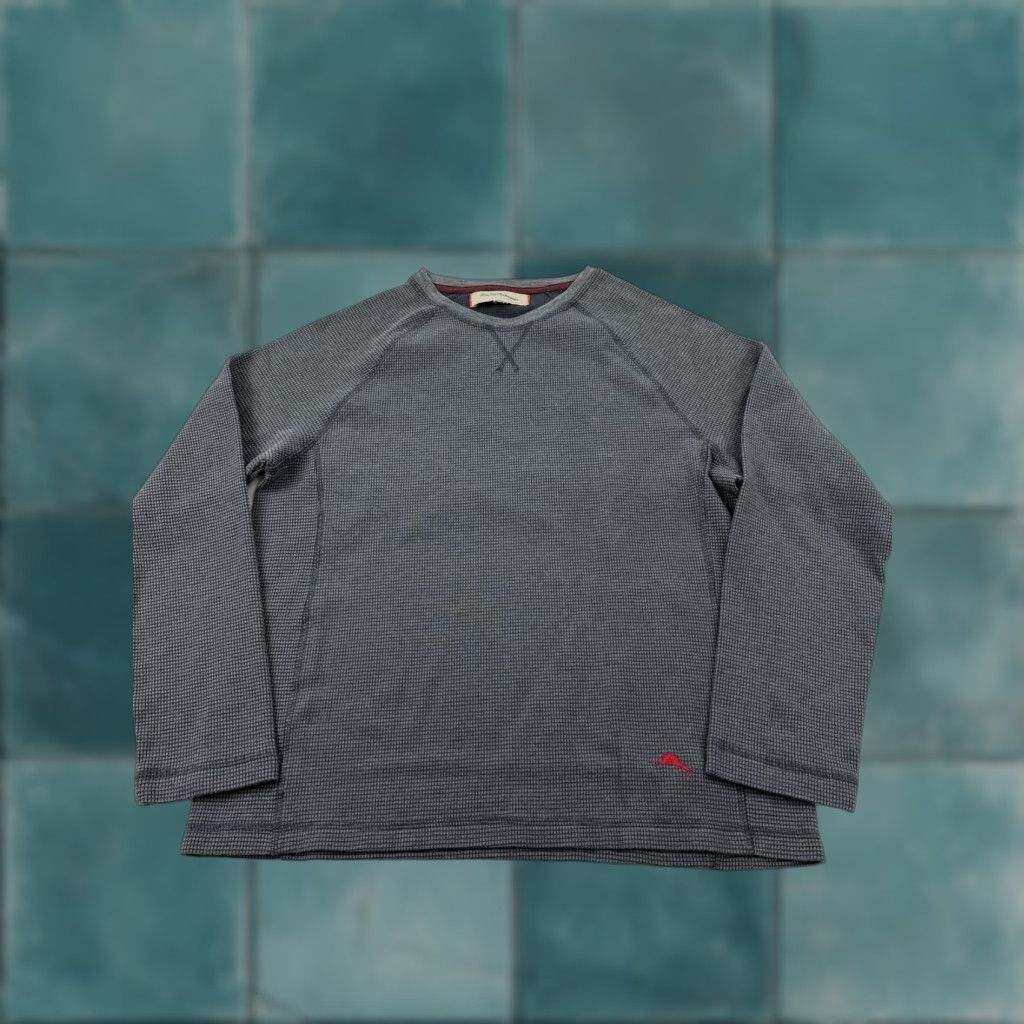 Tommy Bahama Tommy Bahama Sweatshirt Mens Medium Gray Thermal Knit Pullover Logo Crewneck Geometric Embroidered Marlin Size US M / EU 48-50 / 2 - 1 Thumbnail