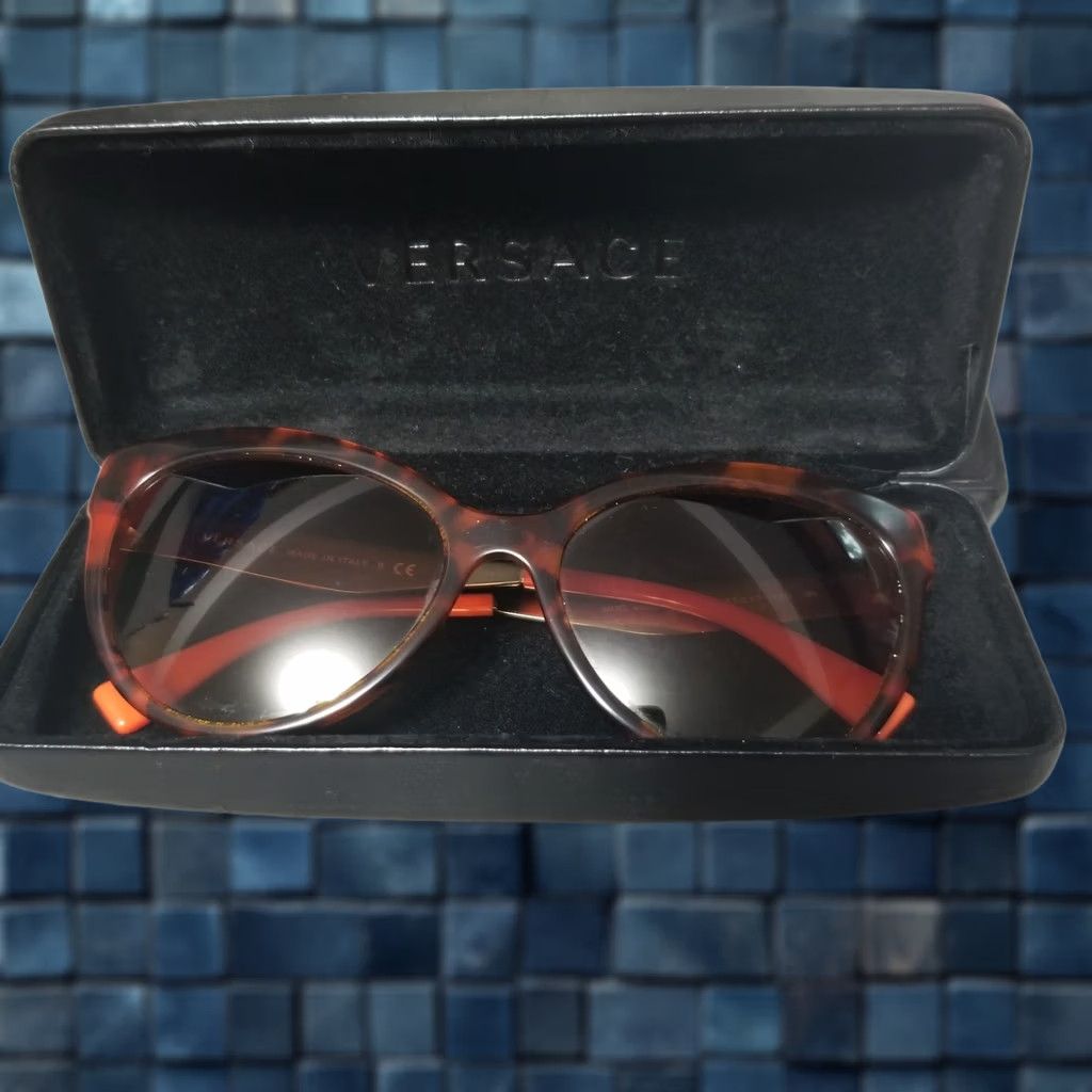 Versace Versace Sunglasses VE 4338 Brown Tortoise Shell Gold Toned Orange End Womens Cat Eye Size ONE SIZE - 1 Thumbnail