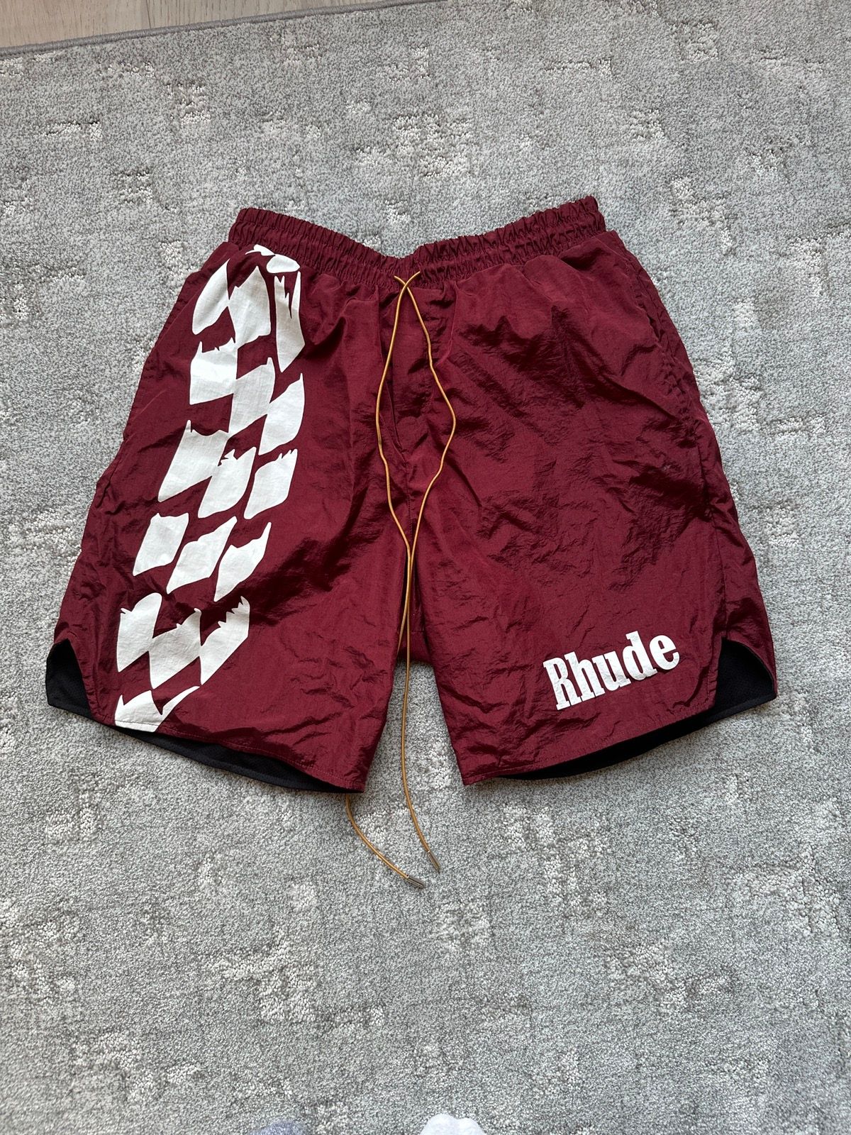 Pre-owned Rhude Warm Up Track Shorts Burgundy Size L
