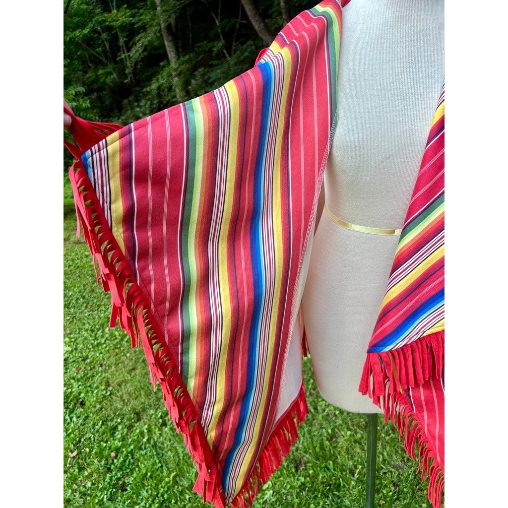 L&B L&B Lucky & Blessed M Western Fringe Striped Poncho Vest NWT Size M / US 6-8 / IT 42-44 - 3 Thumbnail