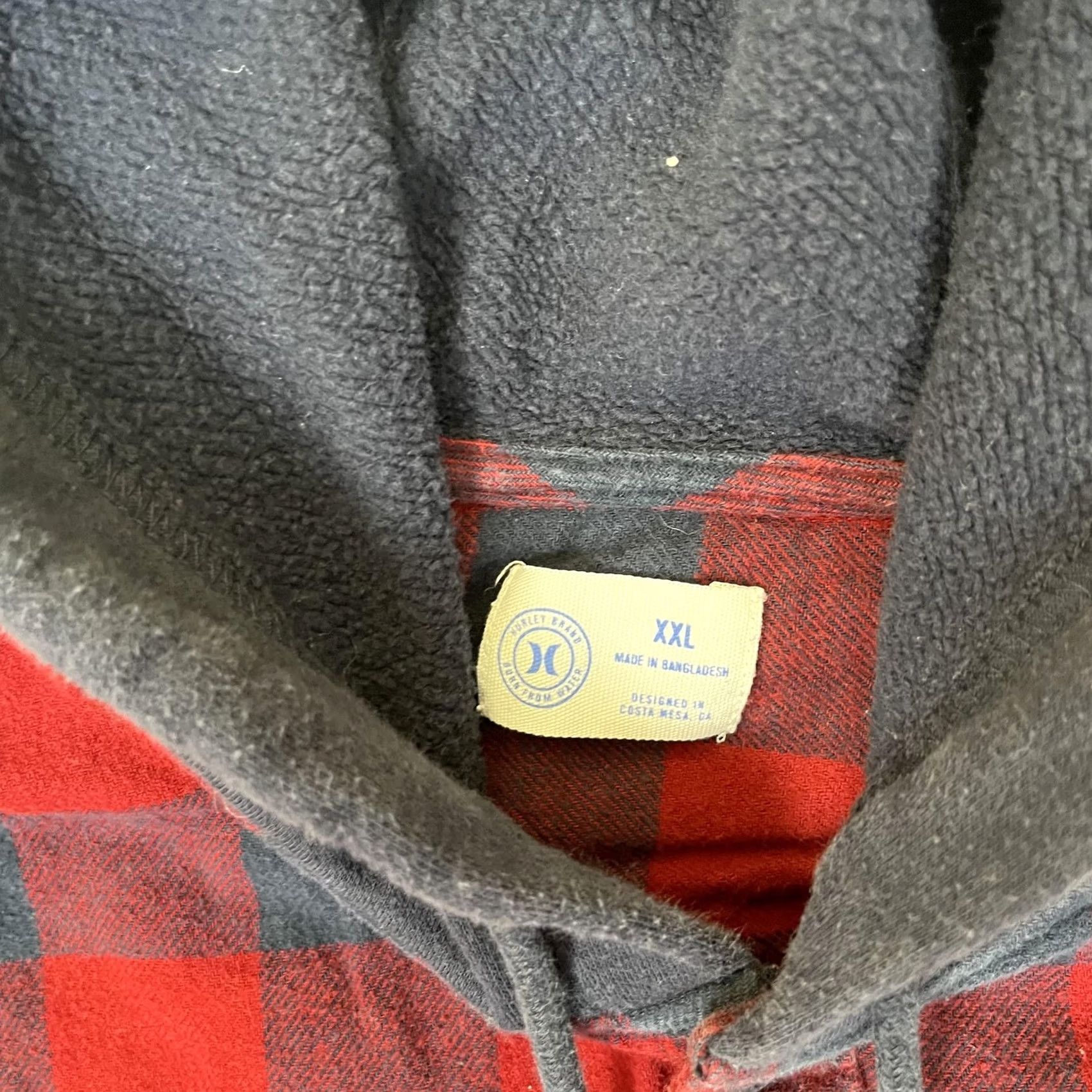 Hurley Hurley Shirt Mens 2XL Red Navy Plaid Hooded Flannel Long Sleeve Button Up Casual Size US XXL / EU 58 / 5 - 5 Thumbnail