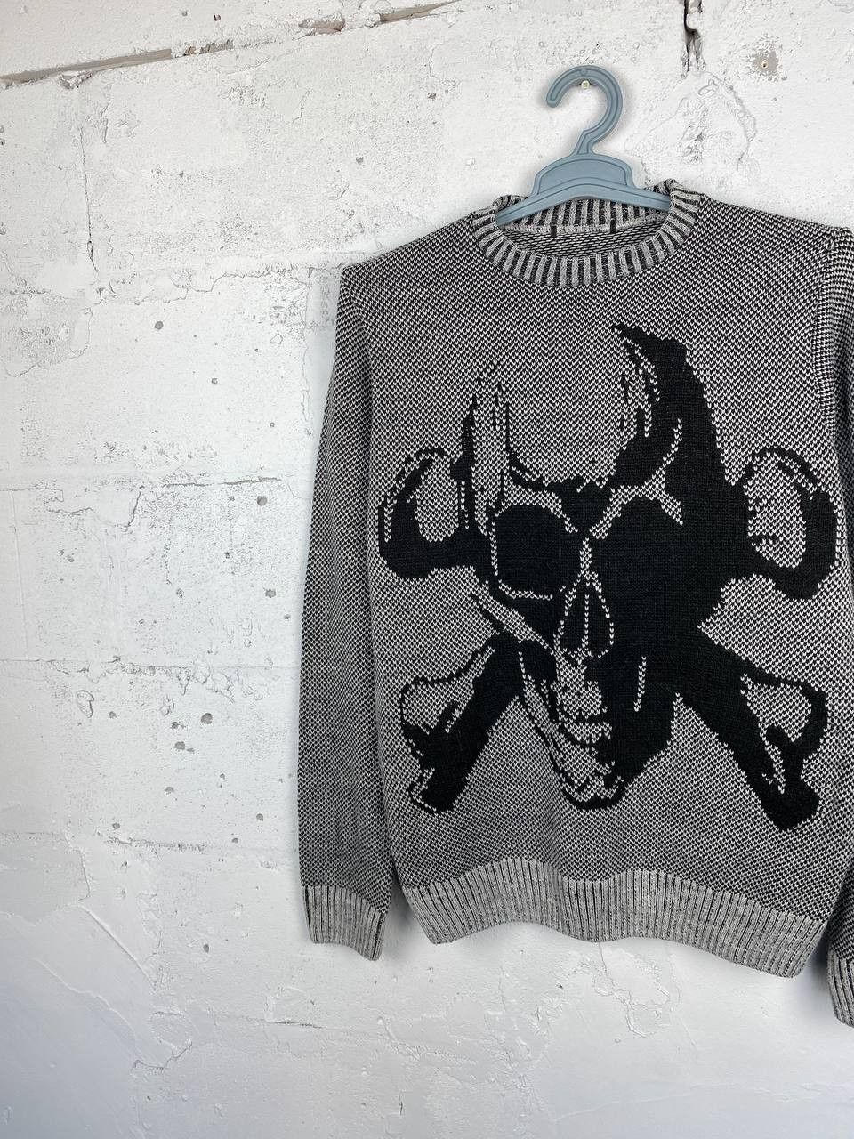 Japanese Brand × Vintage CRAZY Y2K SKULL ALL OVER PRINT Knitted RIBBED SWEATER Size US M / EU 48-50 / 2 - 2 Thumbnail