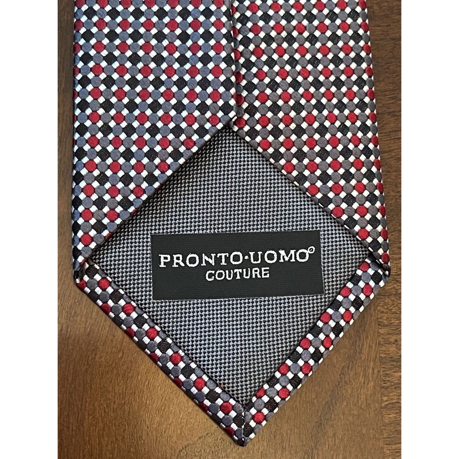 Pronto Uomo Pronto Uomo Couture Red Gray Hand Made Silk Made In China Size ONE SIZE - 2 Thumbnail