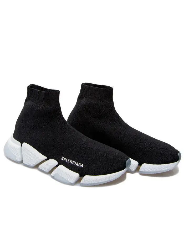 Balenciaga o1bcso1str0126 Speed 2.0 Clear Sole Recycled Knit Sneakers Size US 14 / EU 47 - 2 Thumbnail