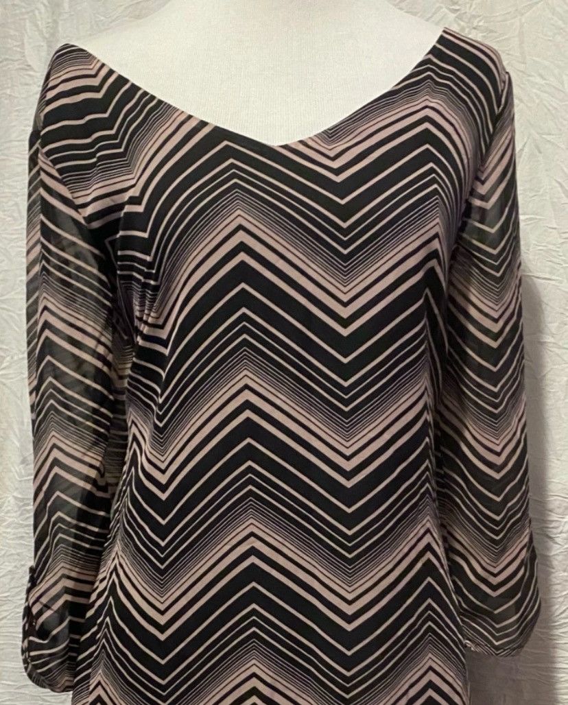 Nordstrom Retro, Lily Rose, Black and Pink, Chevron, Shift Dress Size S / US 4 / IT 40 - 5 Thumbnail