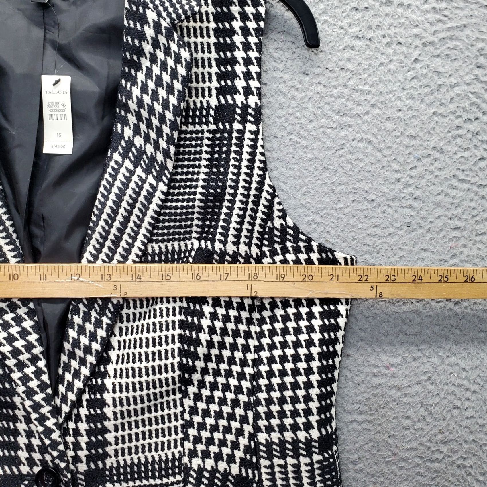 Talbots Talbots Vest Womens 16 Blazer Multi Houndstooth Glen Plaid Sleeveless One Button Size XXL / US 16-18 / IT 52-54 - 3 Thumbnail