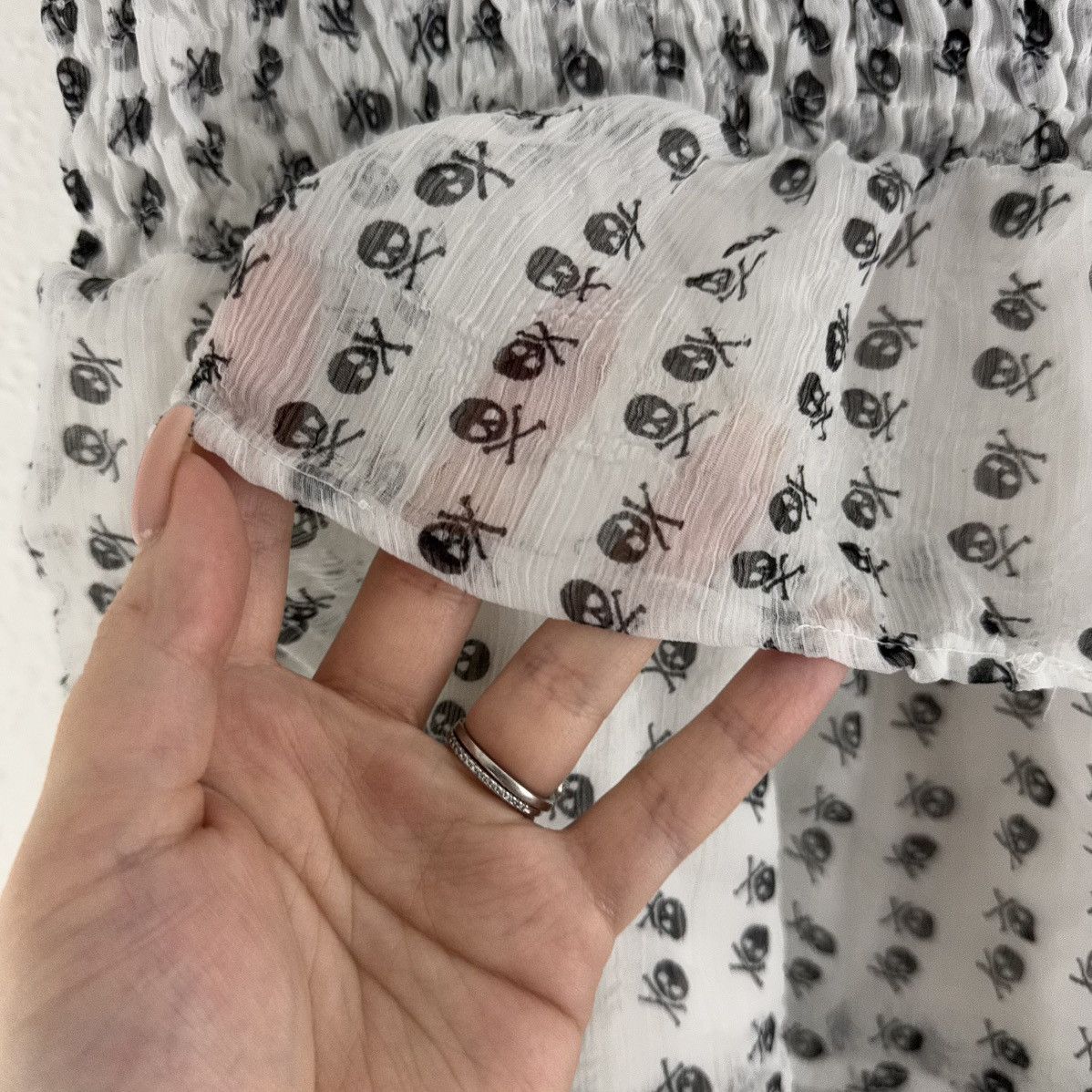 Other VANITY Vintage Y2K White Black Tulle Ruffle Skull Mini Skirt Size 30" / US 8 / IT 44 - 5 Thumbnail