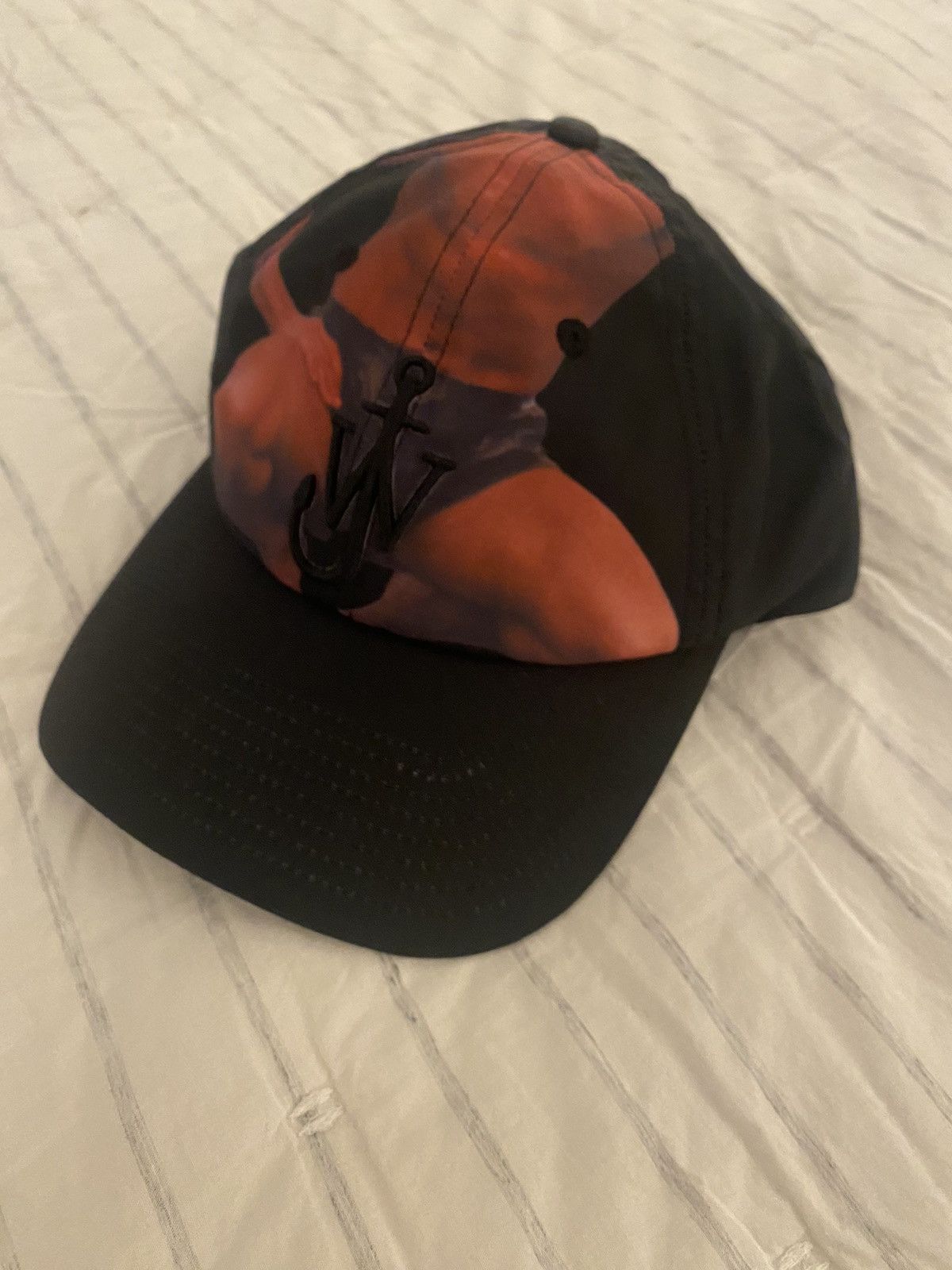 image of J W Anderson Jw Anderson Black Printed Cap, Men's