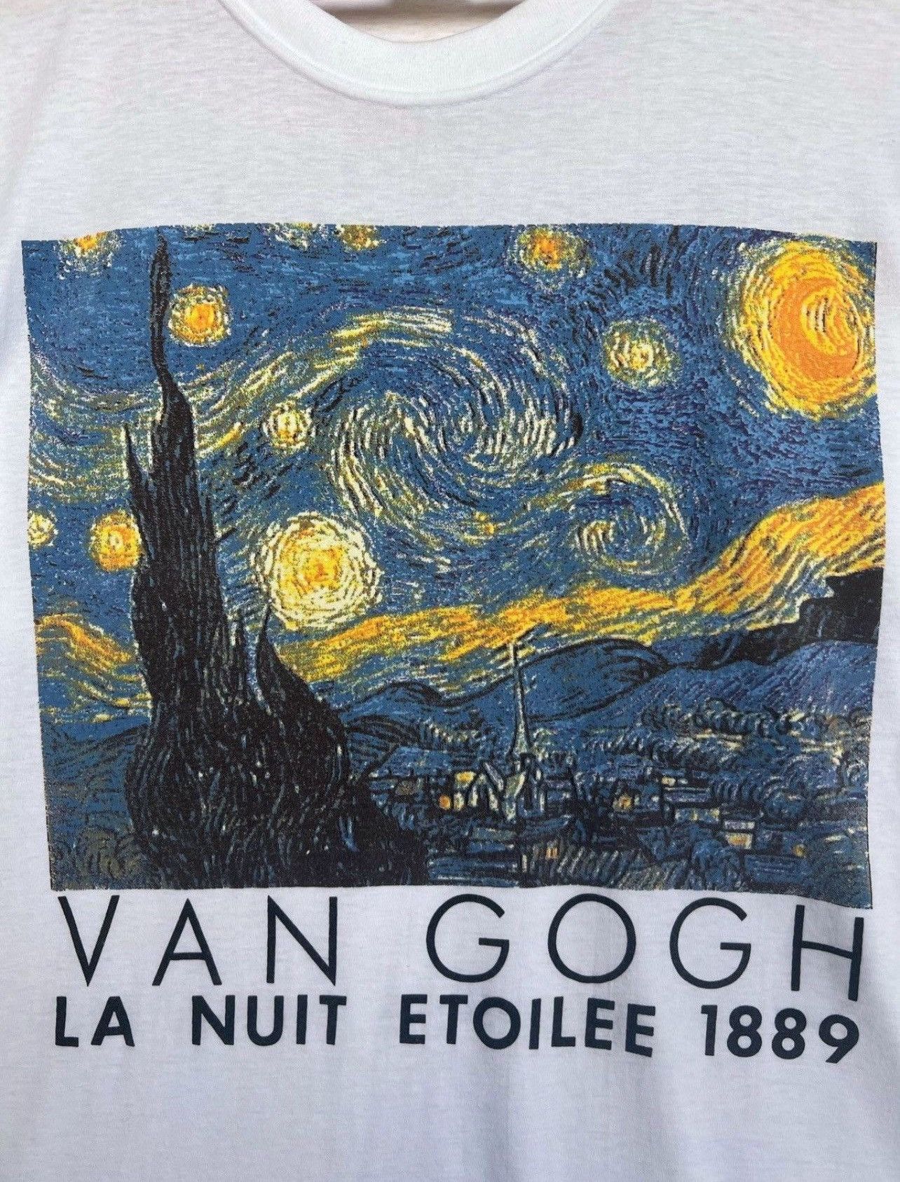 Band Tees × Vintage Vintage 80s Vincent Van Gogh La Nuit Etoilee Starry Night Size US M / EU 48-50 / 2 - 8 Thumbnail