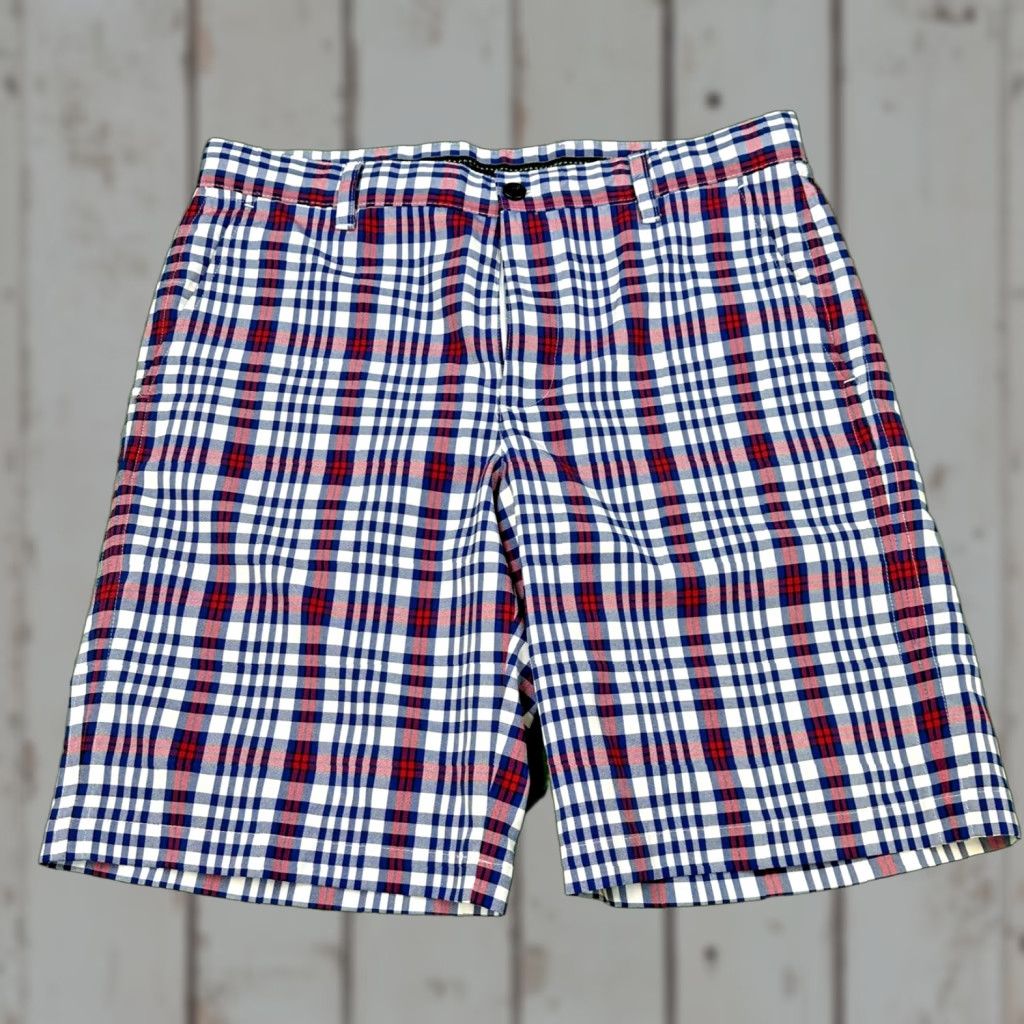 Izod Izod Golf Shorts Mens 34 Red Blue White Plaid Lightweight Chino Prep Summer Size US 34 / EU 50 - 1 Thumbnail
