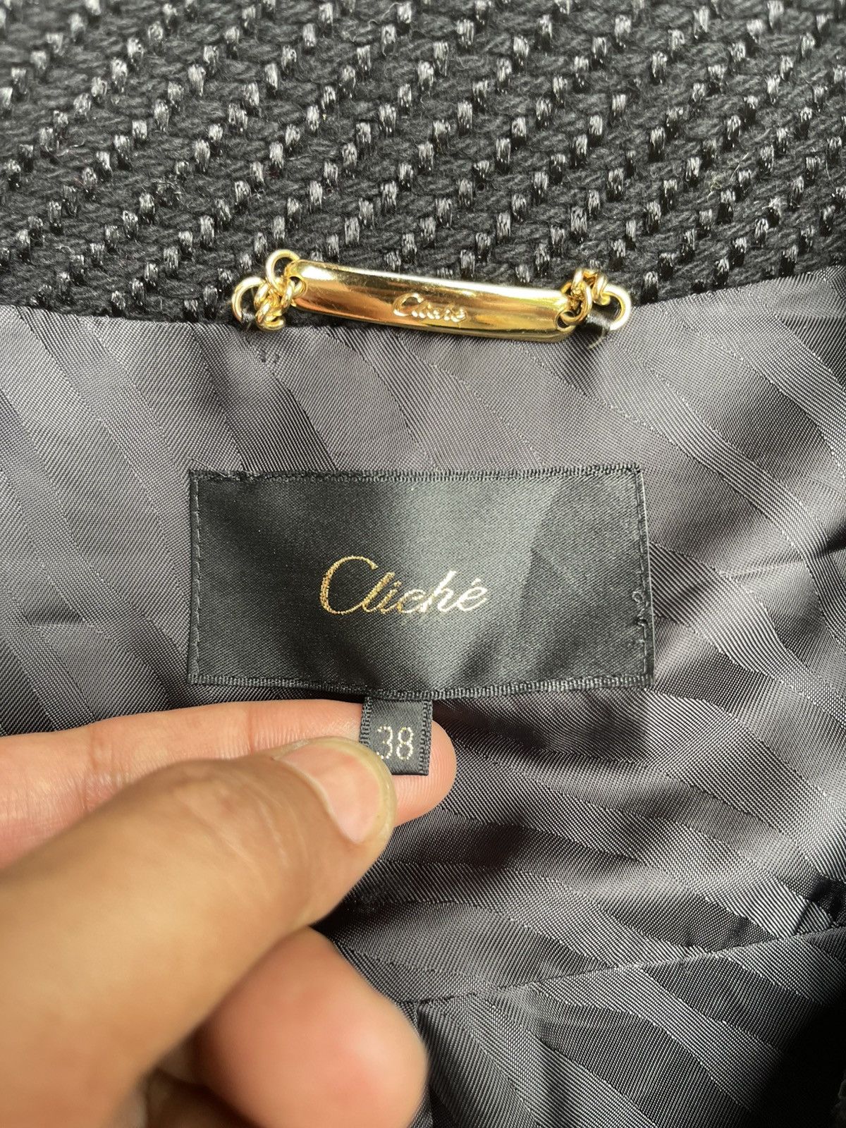 Designer × Japanese Brand × Other Cliché Japan Deep Black Wool Belted Coat - Women’s Size 38 Size S / US 4 / IT 40 - 3 Thumbnail