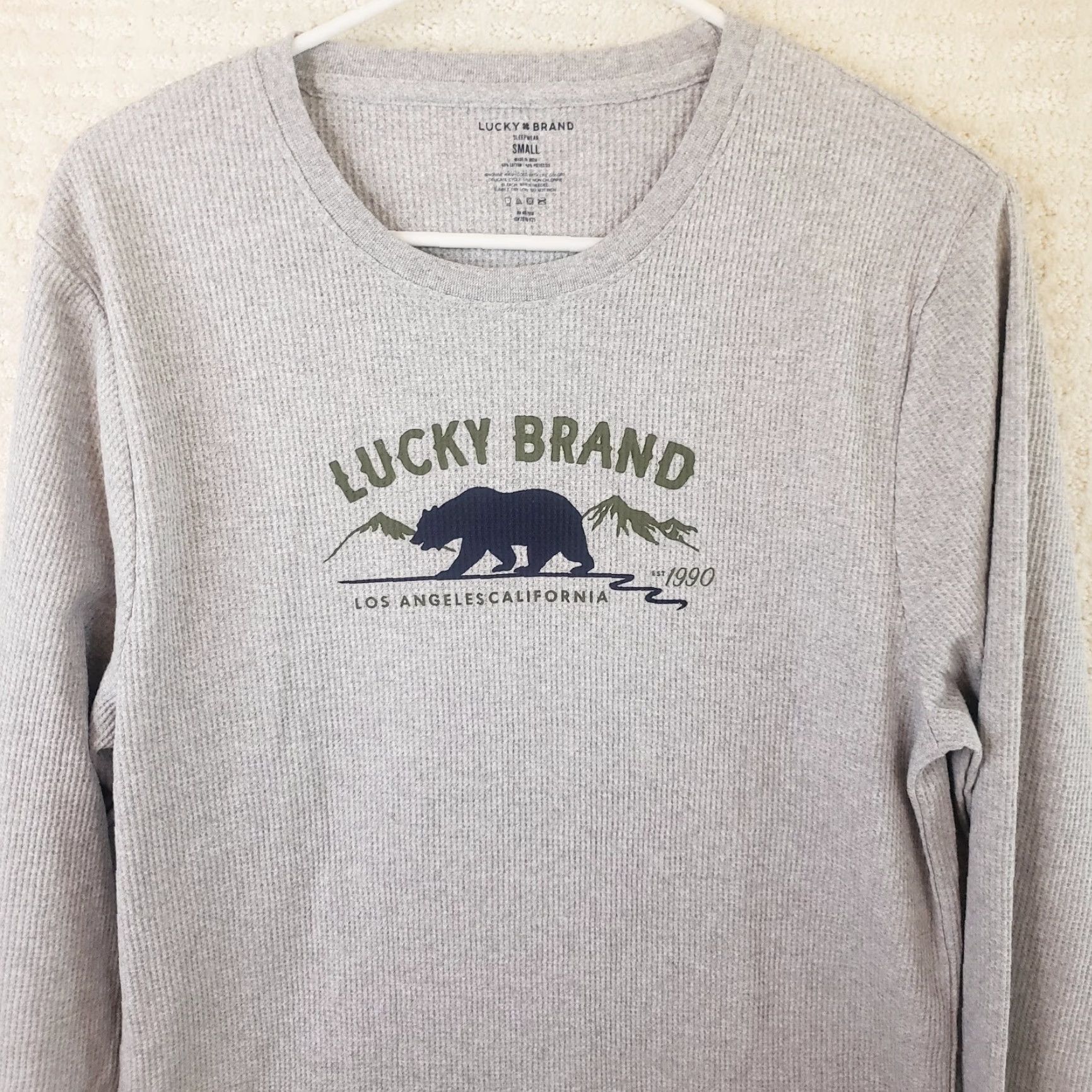 Lucky Brand Lucky Brand Henley Waffle Knit Long Sleeve Tee Gray Mens S Bear Logo New Vintage Size US S / EU 44-46 / 1 - 2 Thumbnail