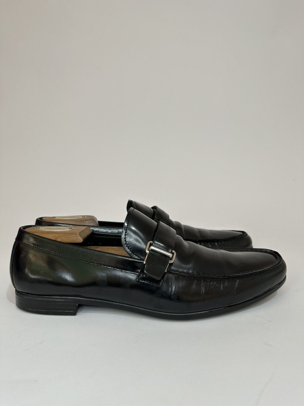 Prada Vintage Prada Logo Buckle Black Leather Loafers. Size US 10 / EU 43 - 2 Thumbnail