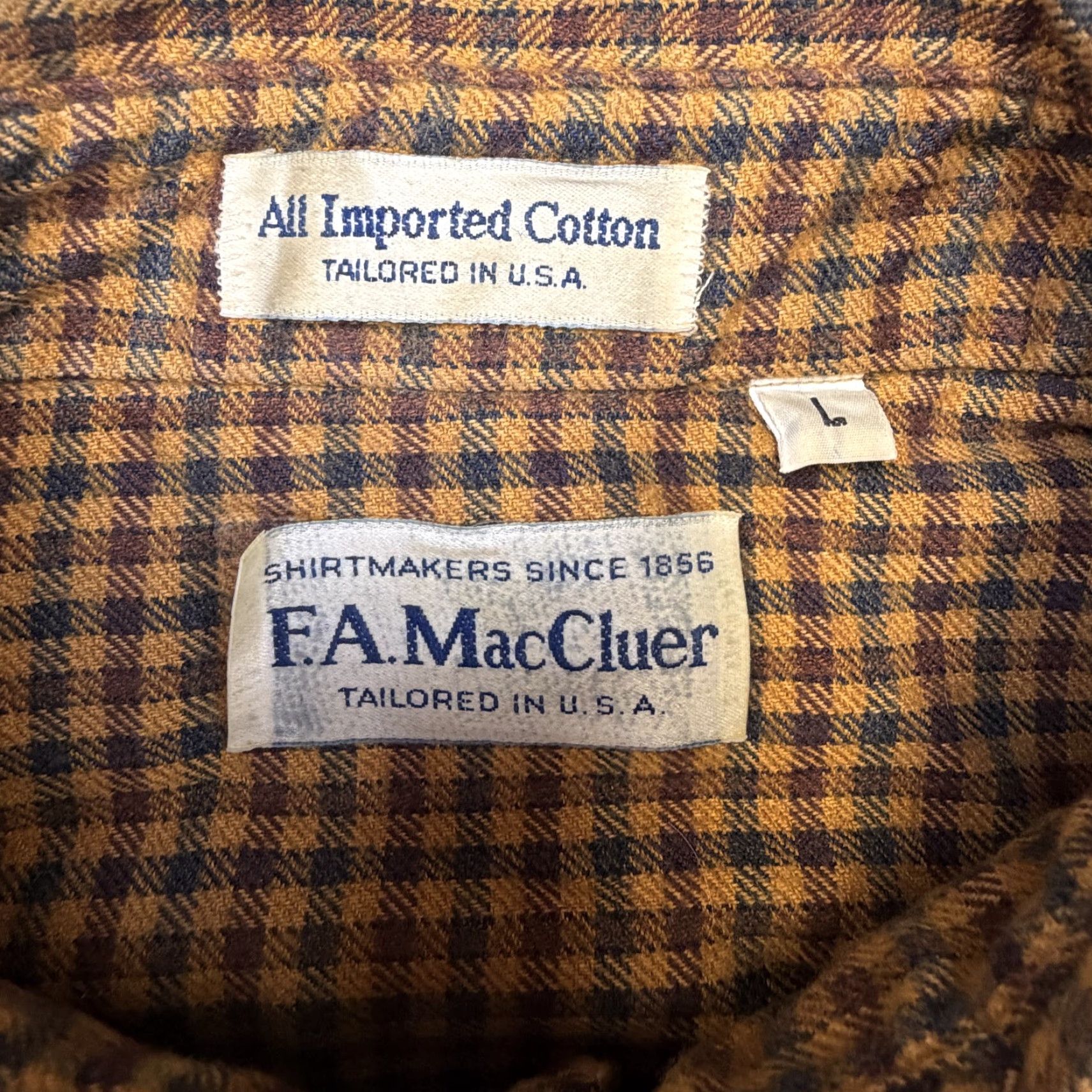 Vintage VINTAGE F.A. MacCluer Shirt Mens Large Brown Check Flannel Made USA Button Down Size US L / EU 52-54 / 3 - 7 Thumbnail