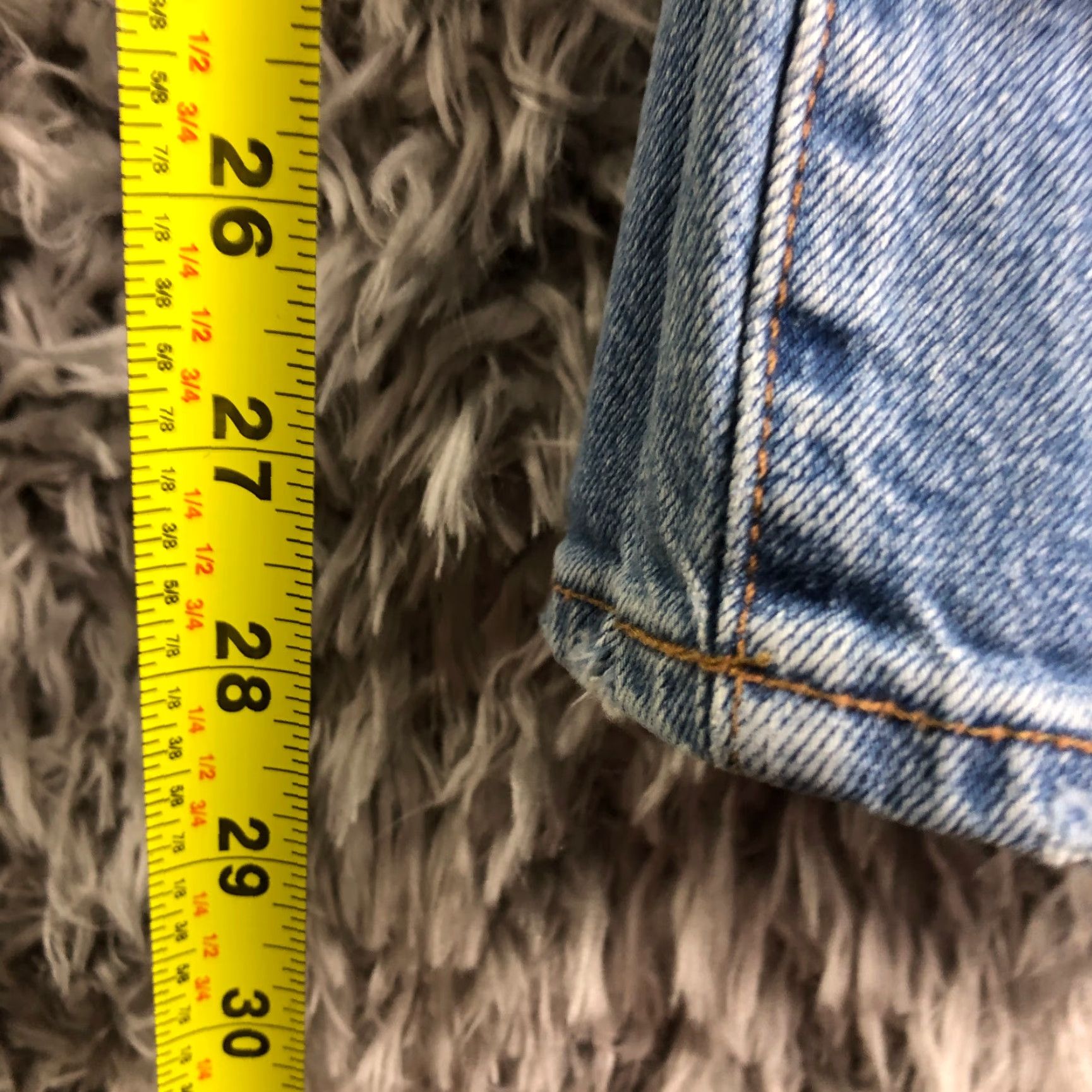 Denime Red Fleece Jeans Size 36x30 Mens Mid Rise Straight Leg Med Wash Blue Denim Jeans Size US 36 / EU 52 - 4 Thumbnail