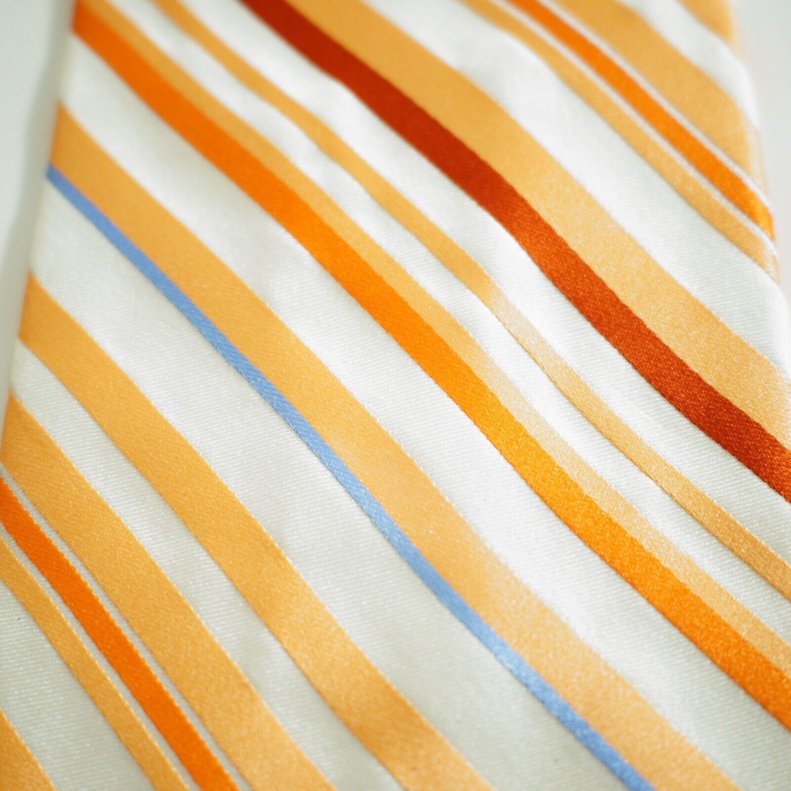 Express Express Design Studio Orange Cream Striped Woven Silk Tie Size ONE SIZE - 2 Thumbnail