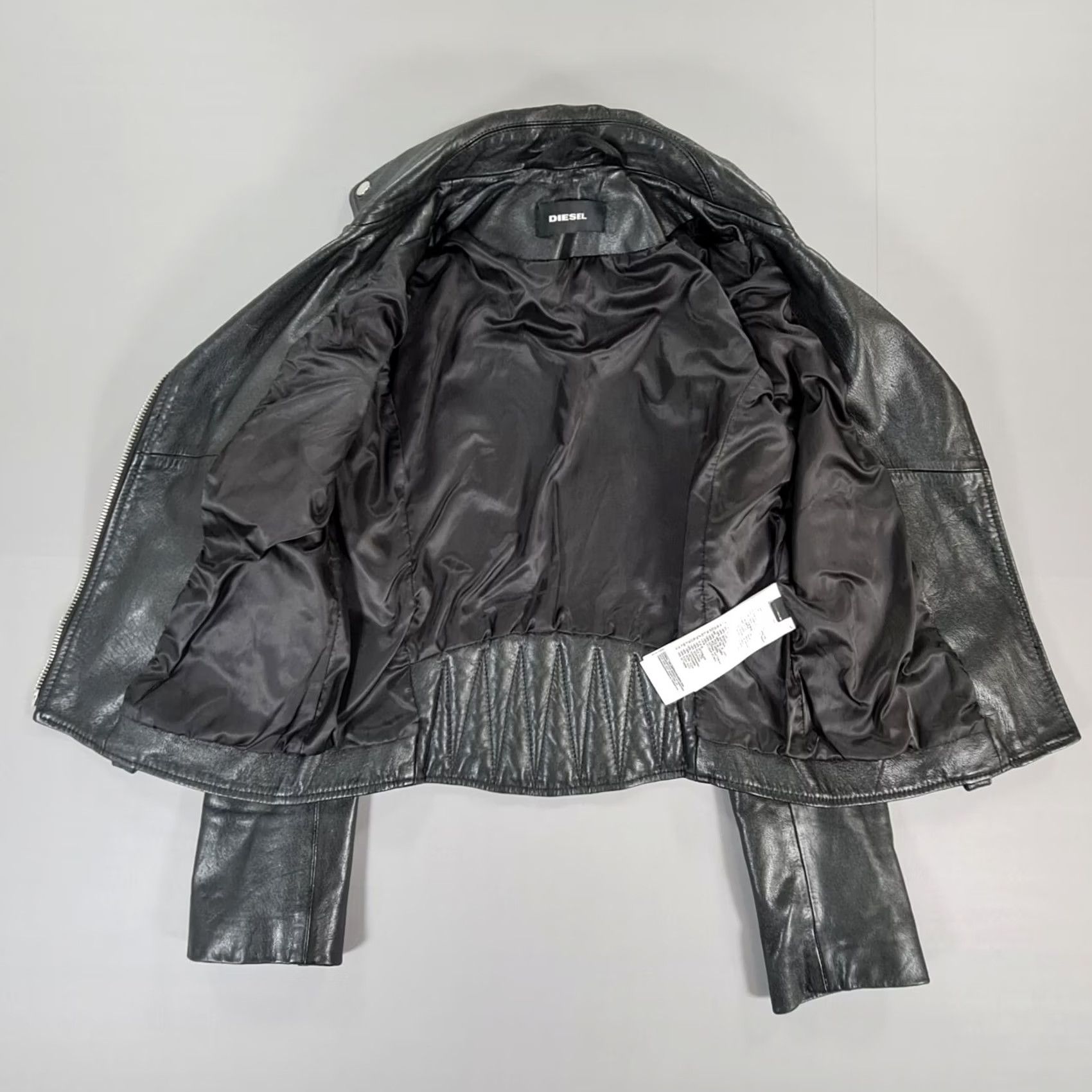 Diesel Diesel Women's Leather Jacket Black Medium Biker Goatskin Asymmetric Zip Size M / US 6-8 / IT 42-44 - 6 Thumbnail