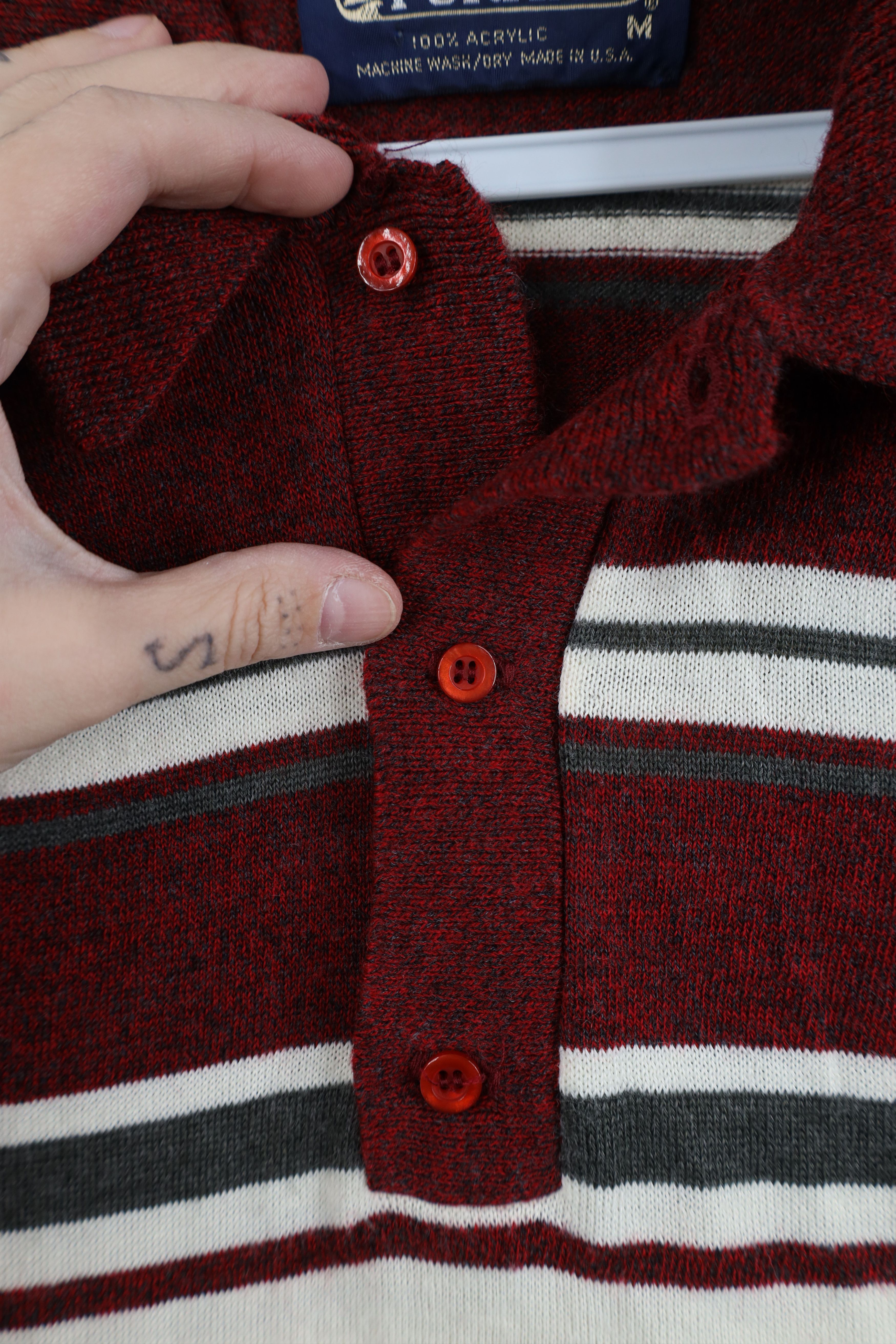 Vintage Vintage 70s Streetwear Block Knit Collared Polo Sweater USA Size US M / EU 48-50 / 2 - 4 Thumbnail