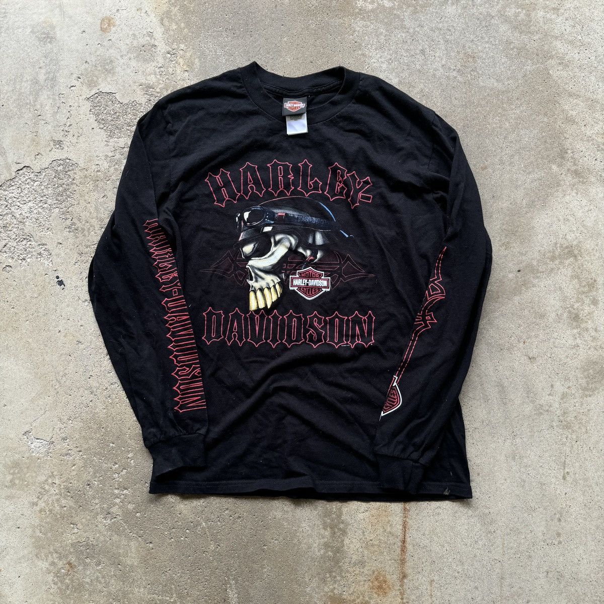 Harley Davidson VINTAGE 2010S HARLEY DAVIDSON SKULL FLAME LONGSLEEVE TEE Size US L / EU 52-54 / 3 - 1 Thumbnail