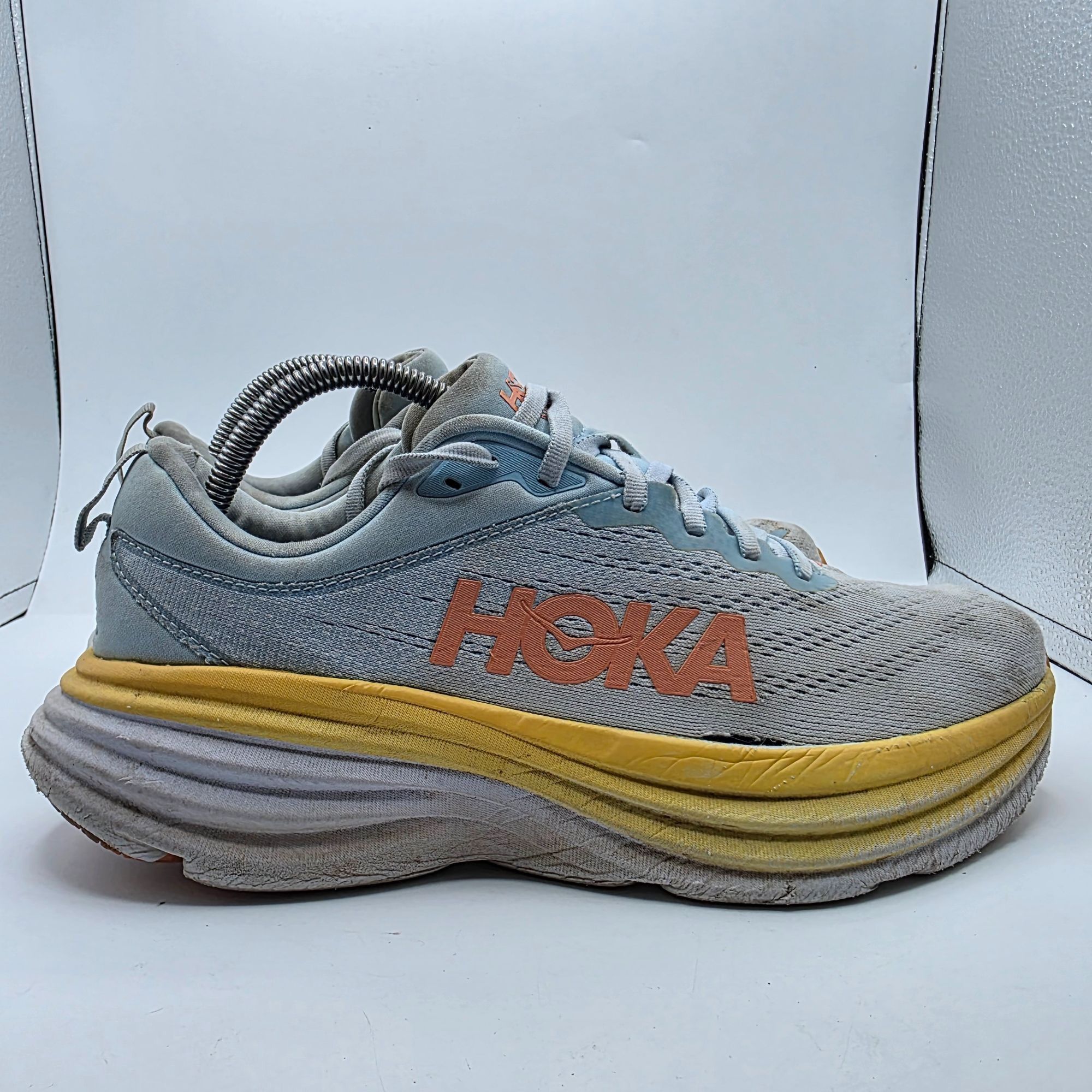 Hoka Hoka One One Bondi 8 Womens Size 10.5 B Gray Yellow Athletic Size US 10.5 / IT 40.5 - 13 Thumbnail
