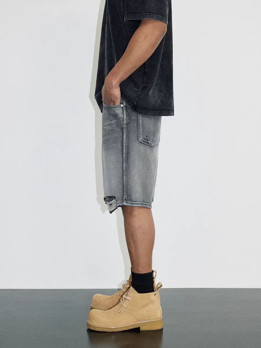 Japanese Brand × Jean Street skateboard hip hop ripped washed denim shorts Size US 30 / EU 46 - 3 Thumbnail