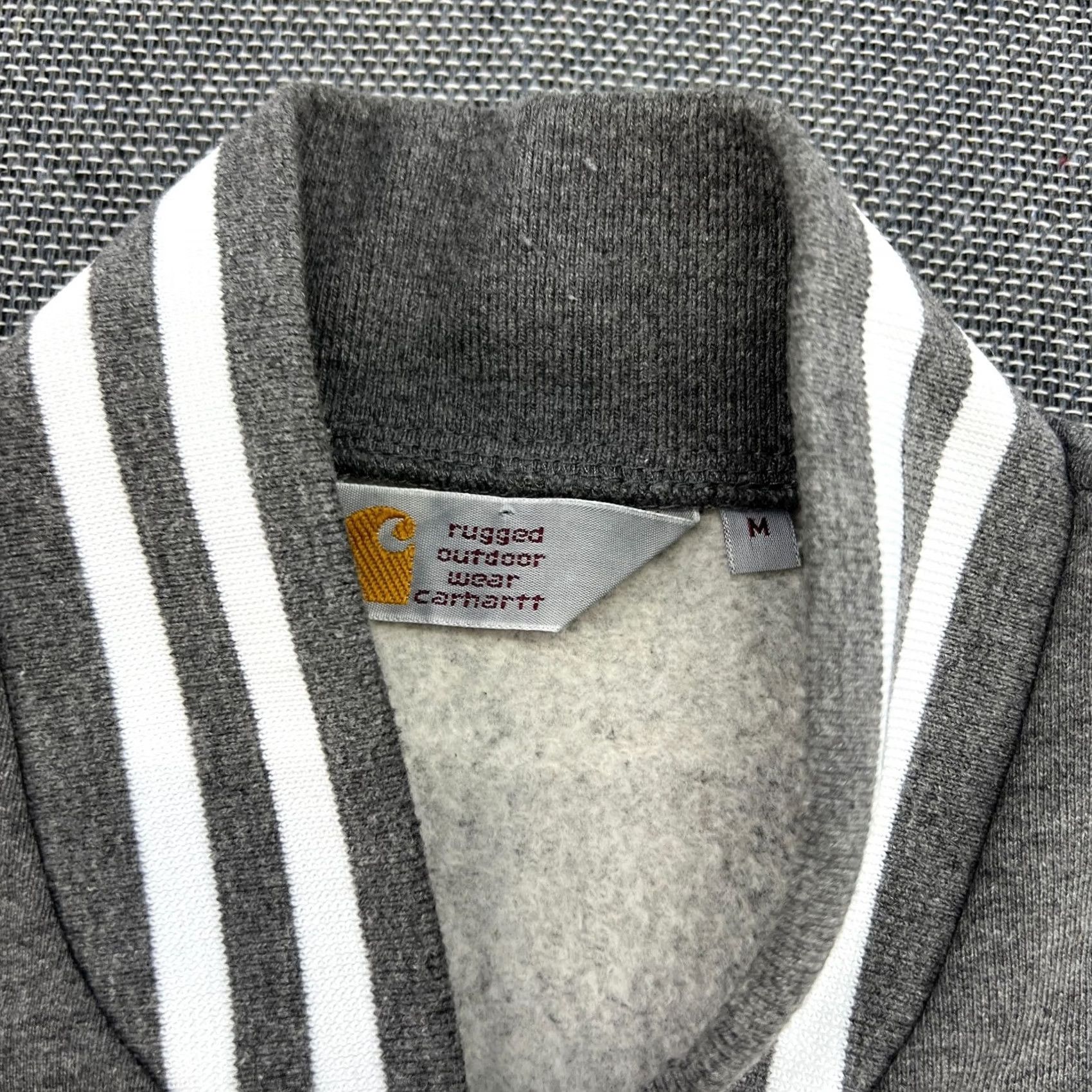 Carhartt Carhartt Varsity Jacket Mens Medium Gray Rugged Cup Letterman Full Zip Pockets Water Resistant Moisture Wicking Casual Canvas Polyester Cotton Lining Size US M / EU 48-50 / 2 - 5 Thumbnail