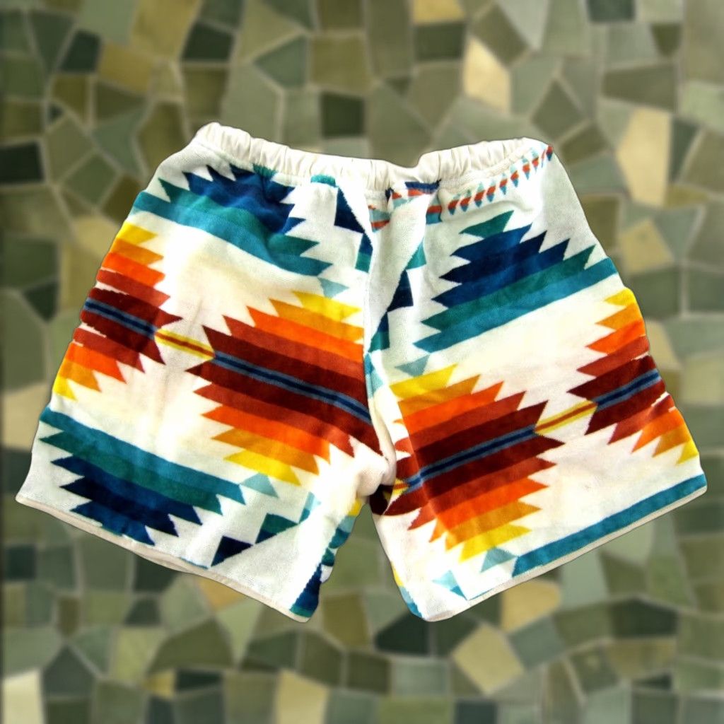 Pendleton Hypeadelic Custom Made Pendleton Beach Towel Ivory Green Orange Shorts Men Large Size US 33 - 1 Thumbnail