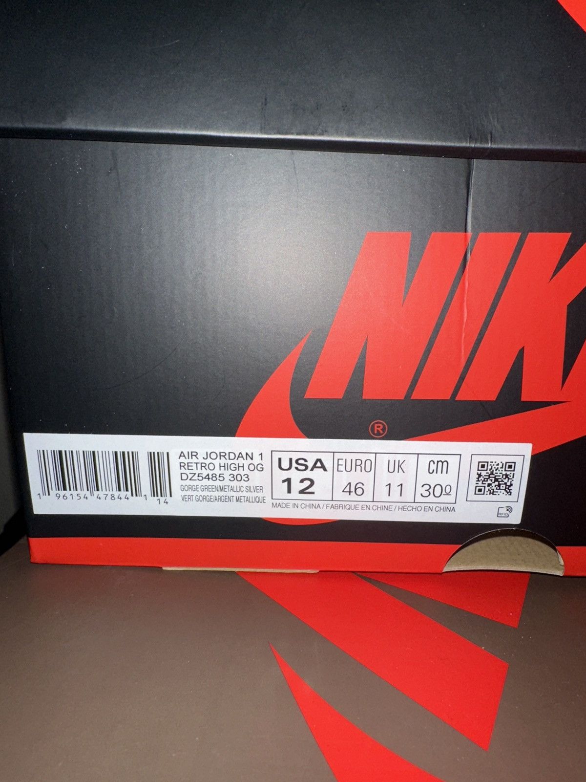 Nike AIR JORDAN 1 RETRO HIGH GORGE GREEN/METALLIC SILVER Size US 12 / EU 45 - 8 Thumbnail