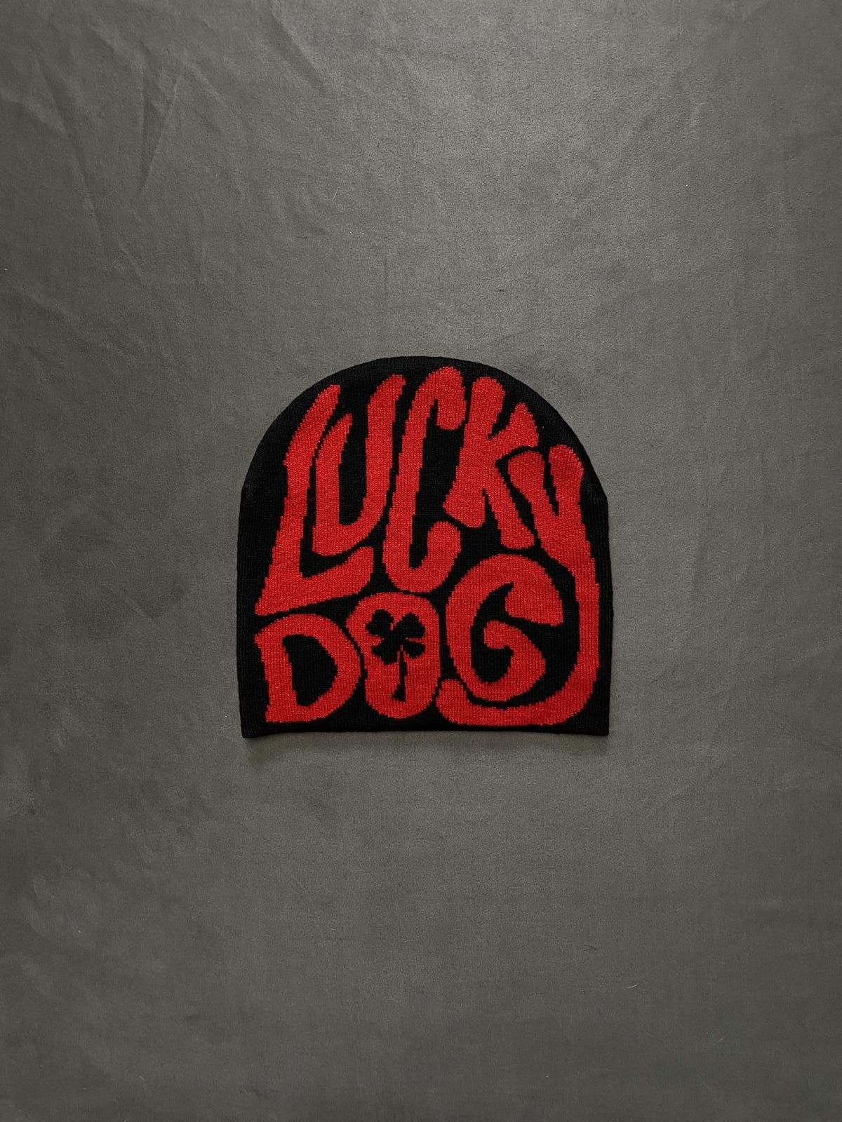 Japanese Brand Lucky Dog Classic Logo Graphic No Cuff Black Beanie Hats OS Size ONE SIZE - 1 Thumbnail