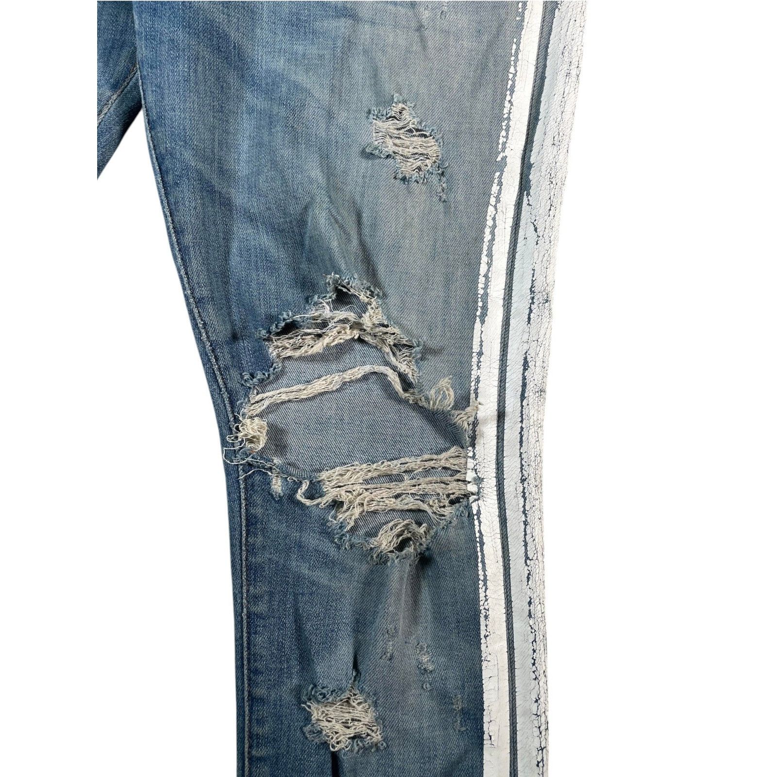 Amiri Amiri White Stripe Light Wash Jeans Size US 33 - 4 Thumbnail