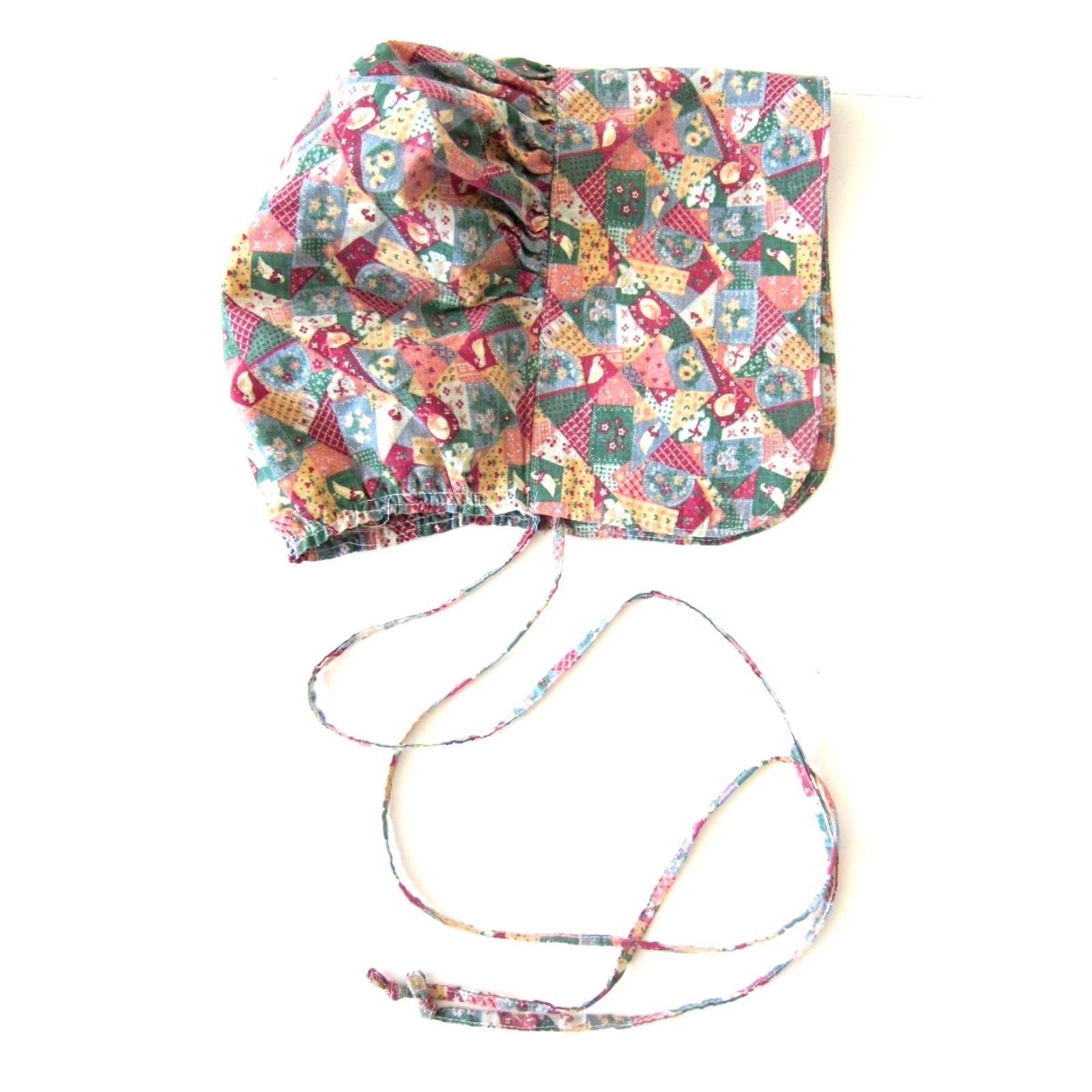 Vintage Vintage Handmade Pink Green Bird Floral Goose Hat Hood Cap Chapeau Bonnet M-L Size ONE SIZE - 2 Thumbnail