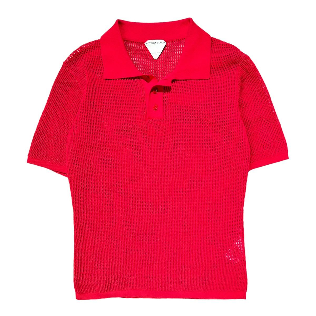 image of Bottega Veneta Mesh Woven Polo in Red, Men's (Size Medium)