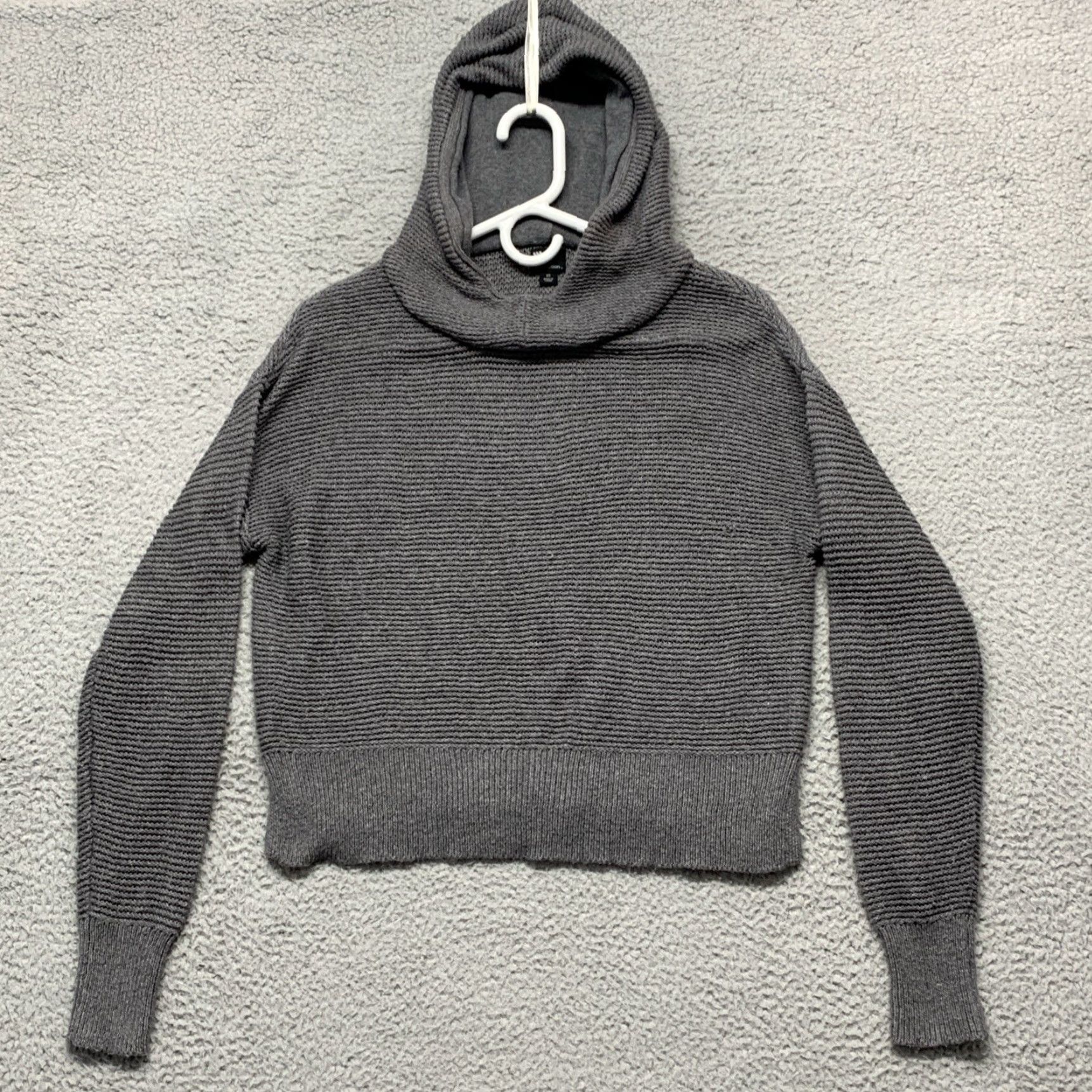 Vintage All in Motion Womens Gray Cropped Hooded Sweater Top XS 3" Slits NWOT Size XS / US 0-2 / IT 36-38 - 7 Thumbnail