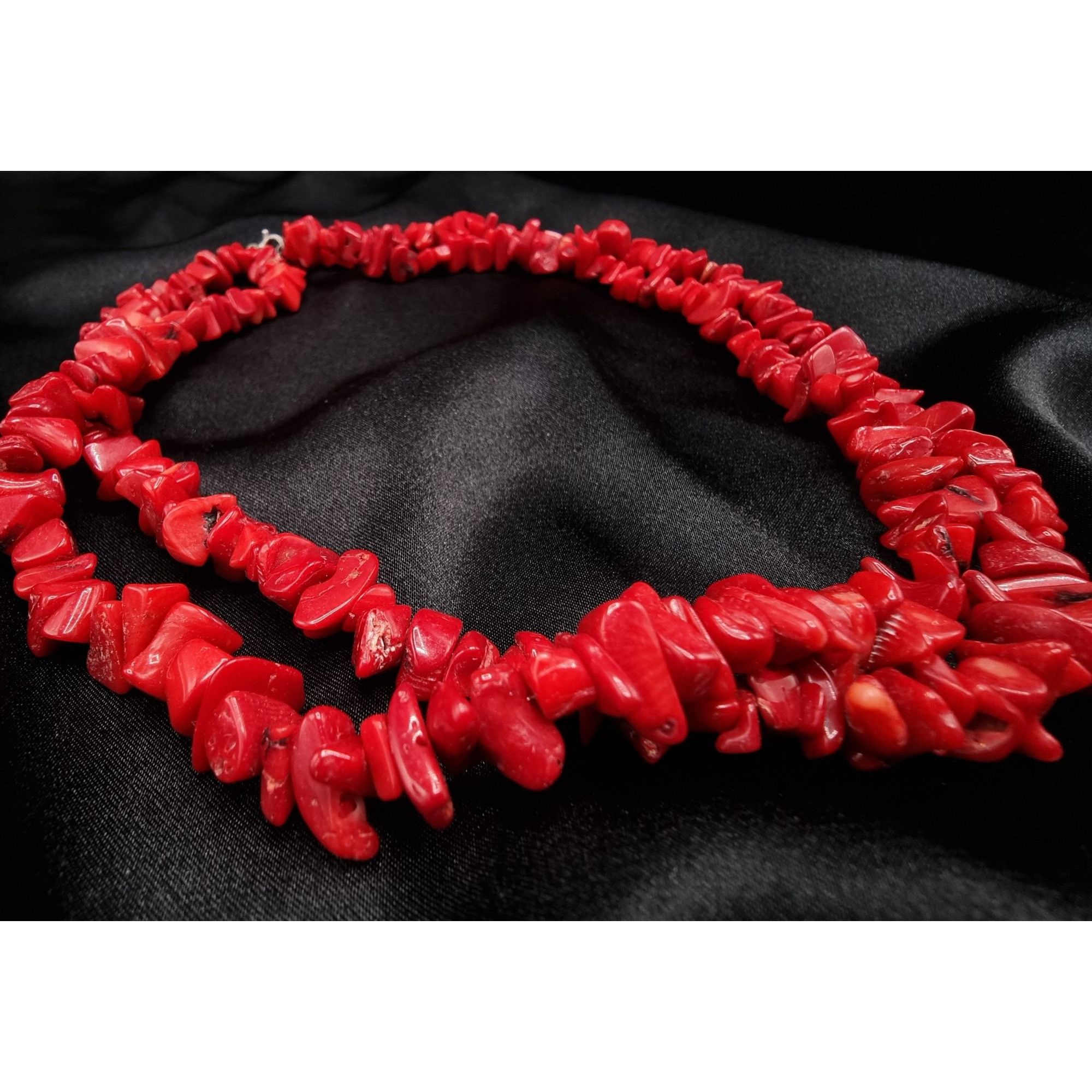 Vintage Genuine Coral Double Strand Necklace With 925 Sterling Silve Size ONE SIZE - 3 Thumbnail