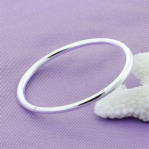 Japanese Brand 925 Sterling Silver Bangle Simple Solid Smooth Unisex Size ONE SIZE - 2 Thumbnail