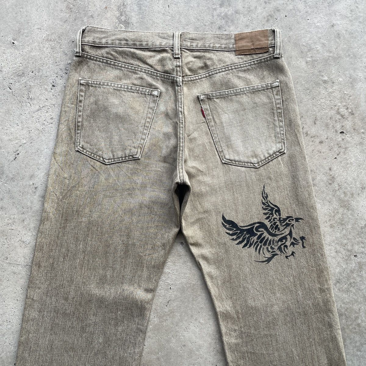 Japanese Brand Vintage Japan Distressed Eagle Logo Faded Jeans Denim Pants Size US 32 / EU 48 - 10 Thumbnail