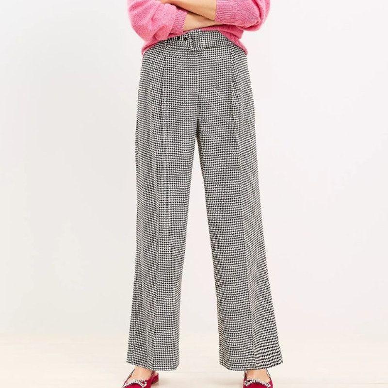 Loft Loft Womens Houndstooth Wide Leg Trousers Pants Size 8 Caree Size 30" / US 8 / IT 44 - 1 Thumbnail