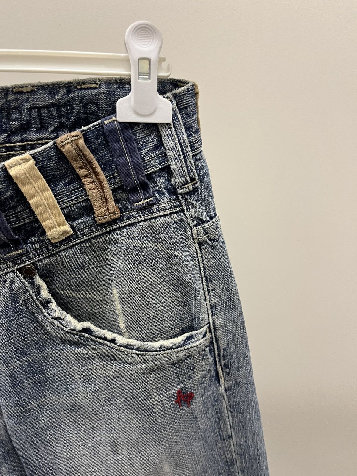 Japanese Brand FTP Vintage 90s Distressed Denim Jeans Blue Raw Hem Size 33 Size US 33 - 5 Thumbnail