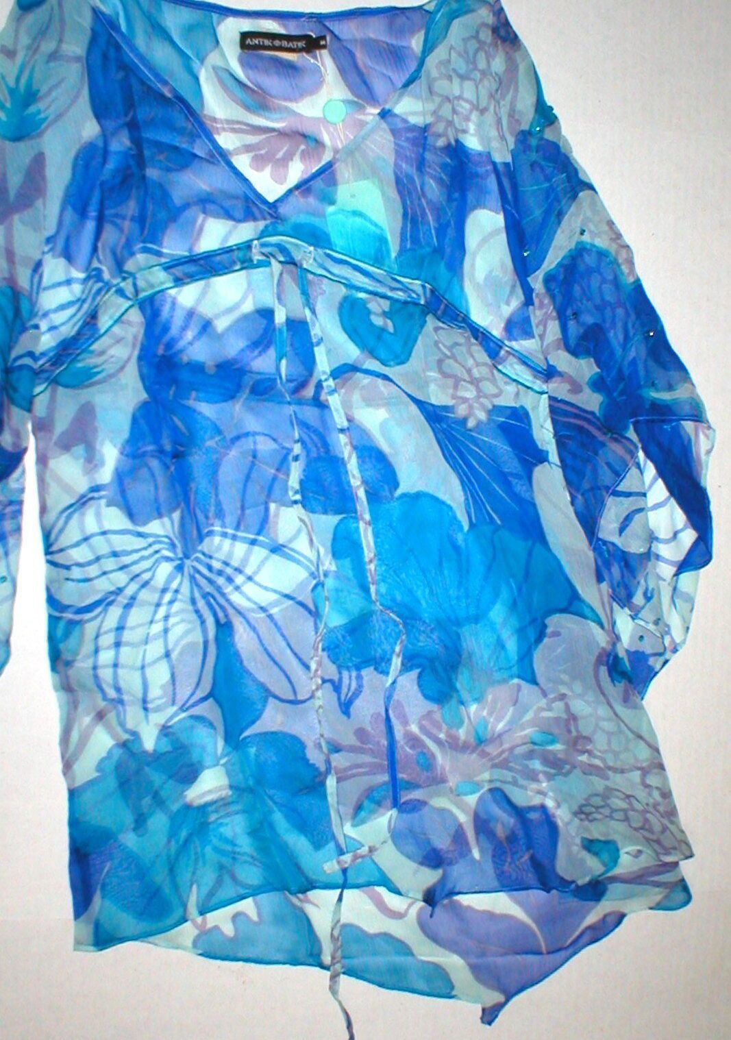 Antik Batik Silk Tunic Top Women Antik Batik M Blue Purple Swim Cover Up Size M / US 6-8 / IT 42-44 - 9 Thumbnail