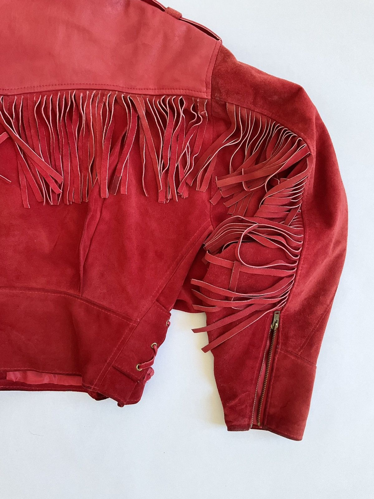 Vintage Vintage red leather jacket with bangs Size L / US 10 / IT 46 - 8 Thumbnail