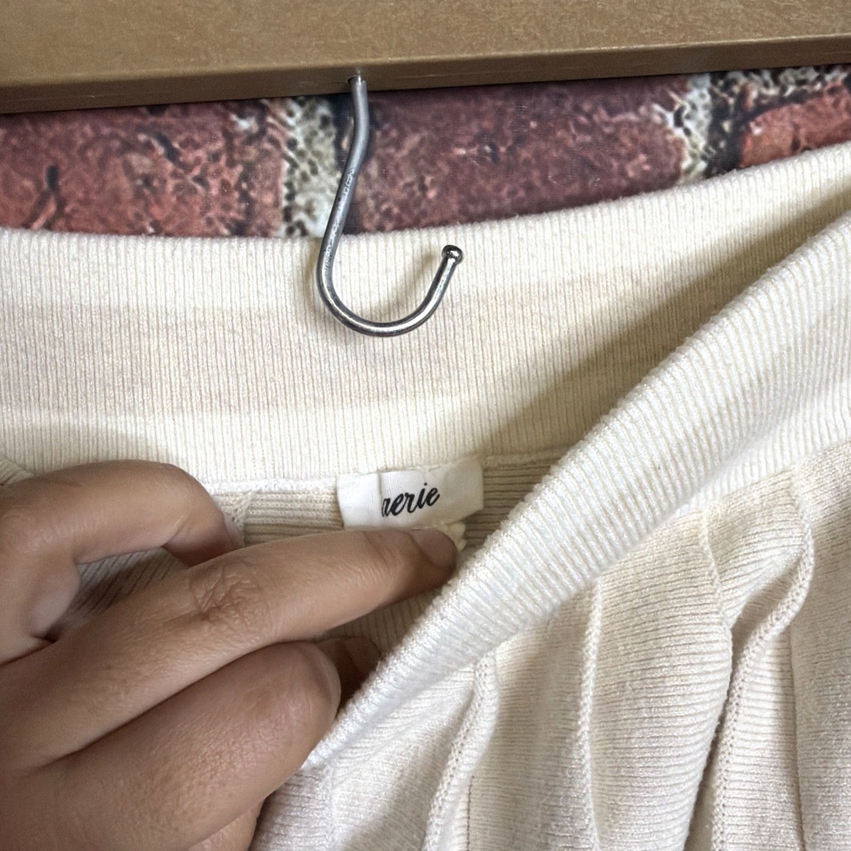Vintage Aerie Skirt Womens S Beige White Pleated Pull On Wool Blend Mini Tennis Knit Elastic Waist All Seasons Short Casual Bohemian Preppy Sports Size S / US 4 / IT 40 - 3 Thumbnail